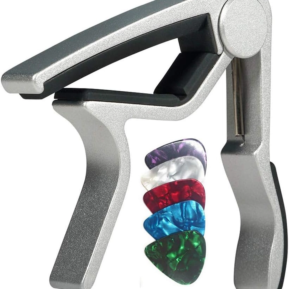 Wood Grain Guitar Capo with 5 Picks – Quick Change Acoustic — view 8