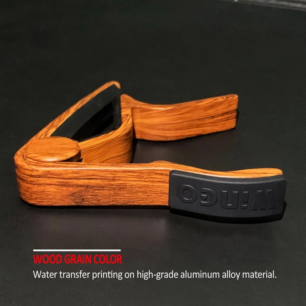 Wood Grain Guitar Capo with 5 Picks – Quick Change Acoustic — view 4