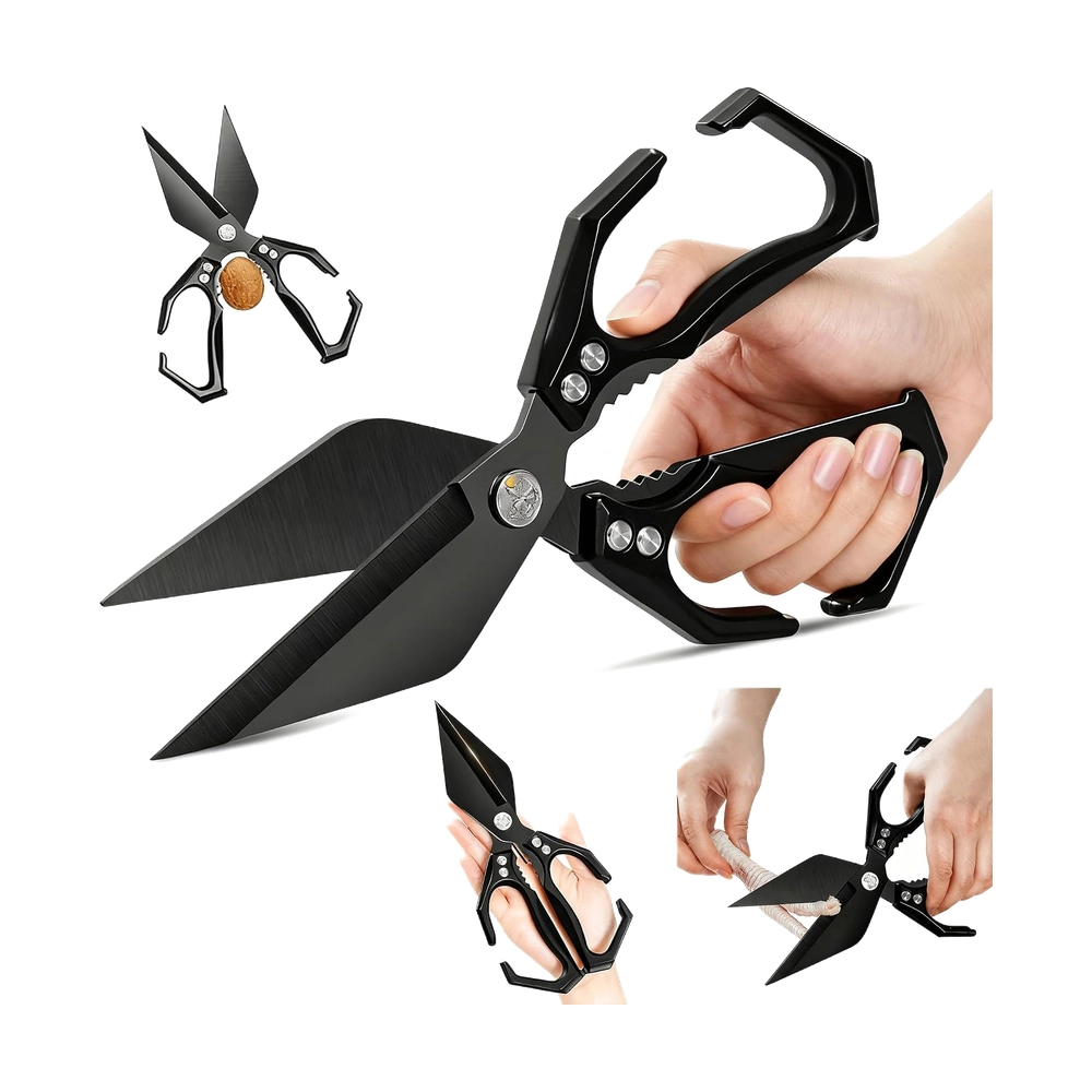 Black Multi-function Kitchen Shears – Premium with Nut Cracker
