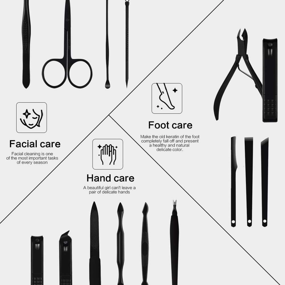 Professional Black Manicure Pedicure Set with Travel Case — view 2