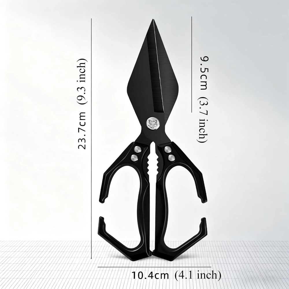 Black Multi-function Kitchen Shears – Premium with Nut Cracker — view 2