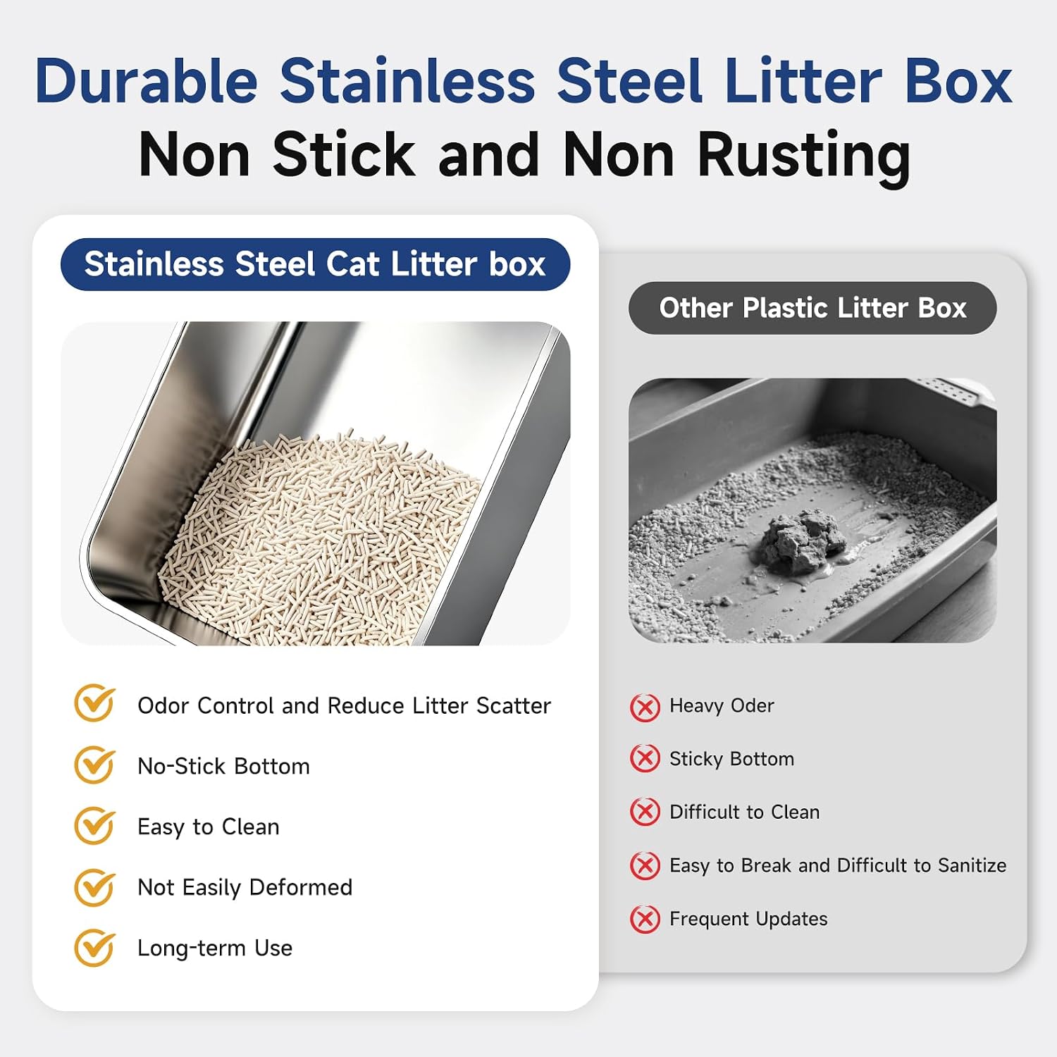 Durable Stainless Steel Cat Litter Box with Odor Control — view 3