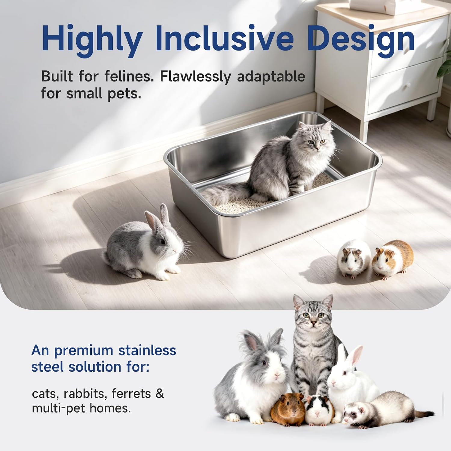Durable Stainless Steel Cat Litter Box with Odor Control — view 6
