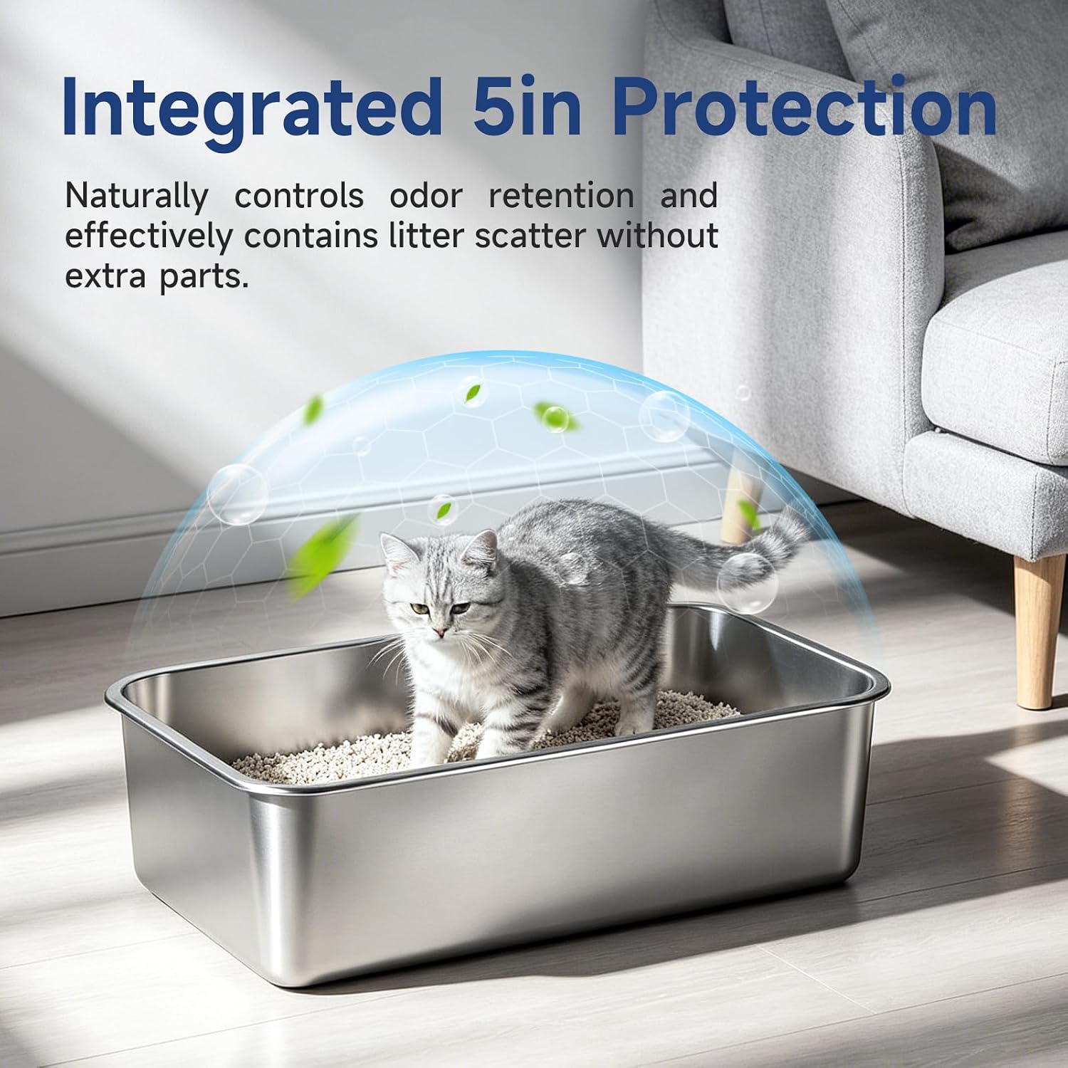 Durable Stainless Steel Cat Litter Box with Odor Control — view 2
