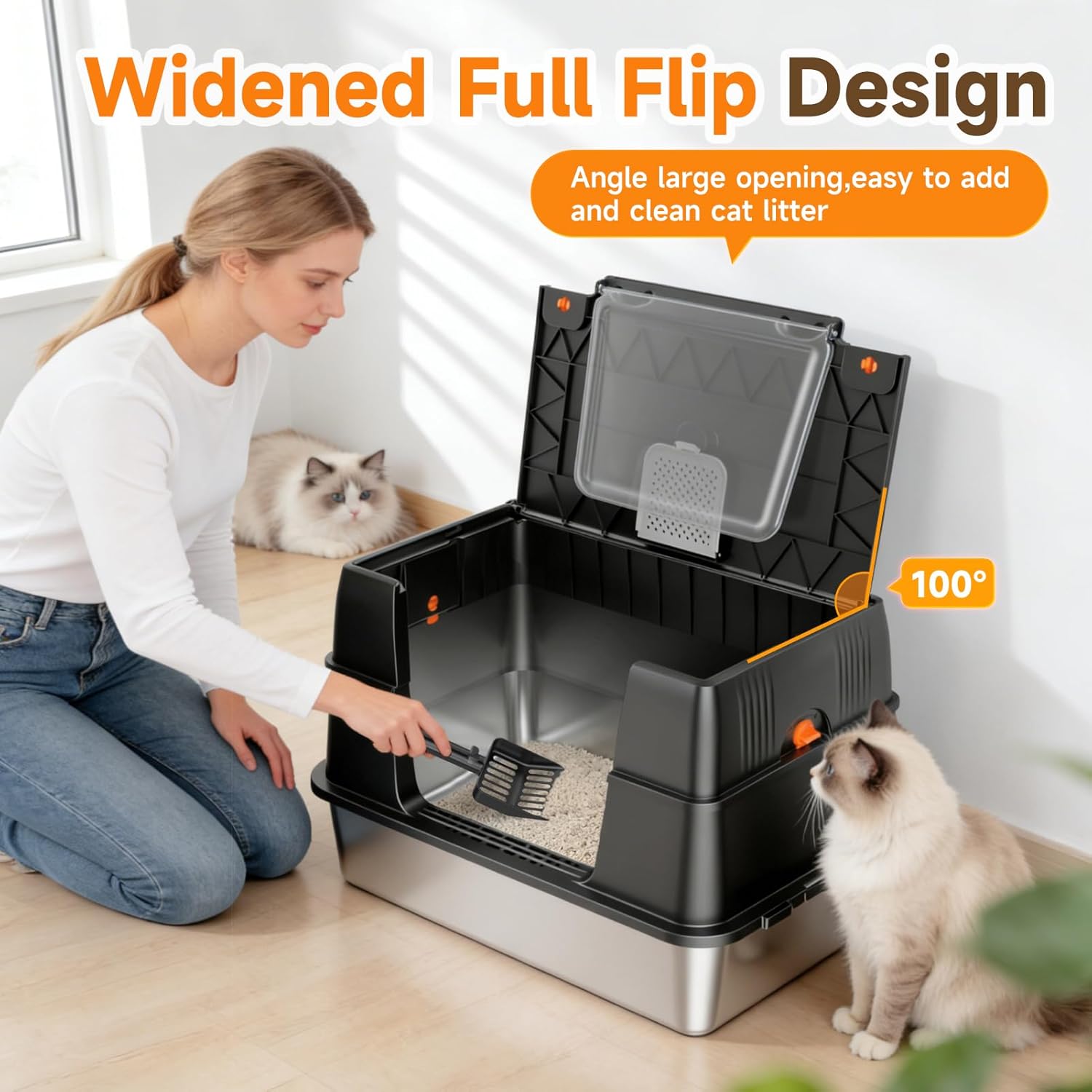 XL Enclosed Cat Litter Box with Full Flip-Top & Odor Filter — view 2