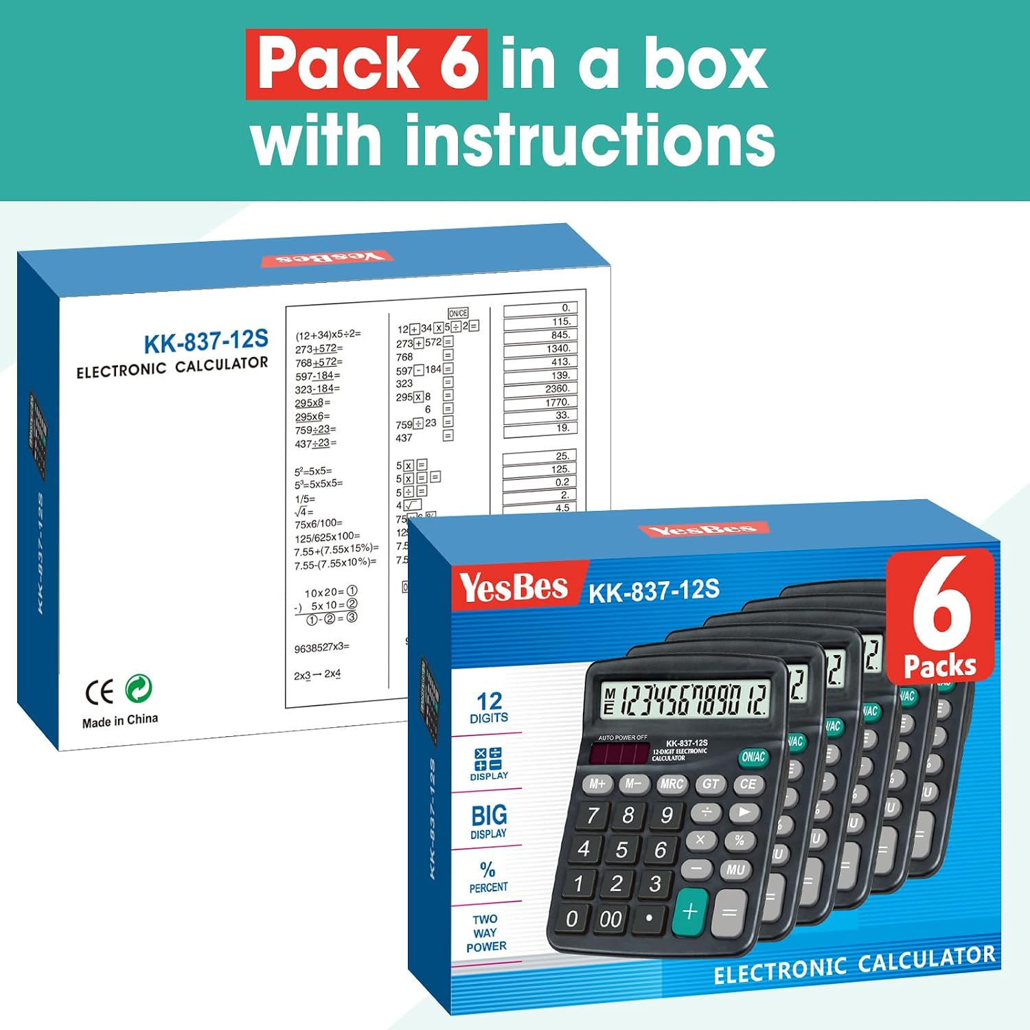 KK-837-12S Desktop Calculator 6-Pack - Hình 7