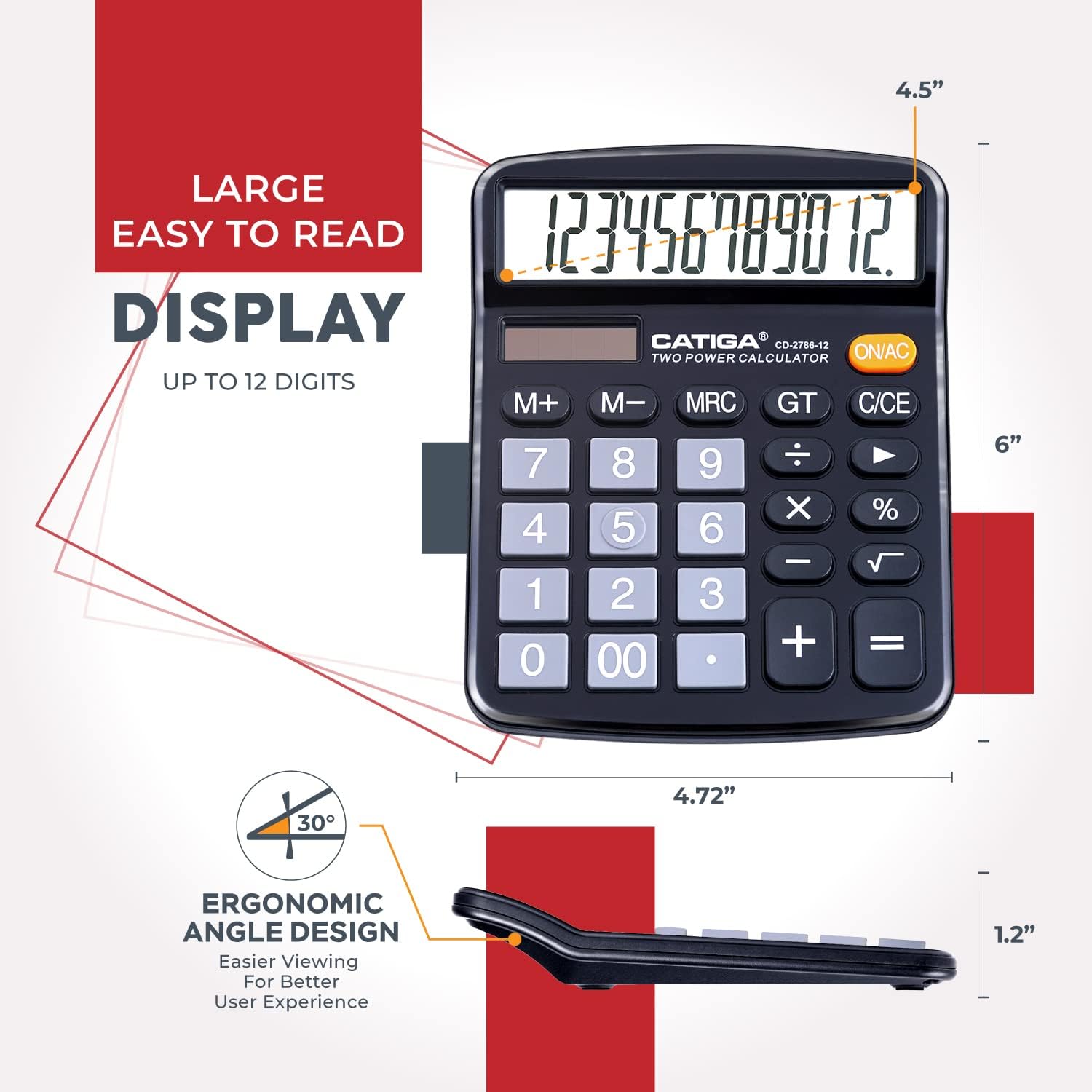 CATIGA CD-2786-12 Black Desktop Calculator - Hình 3