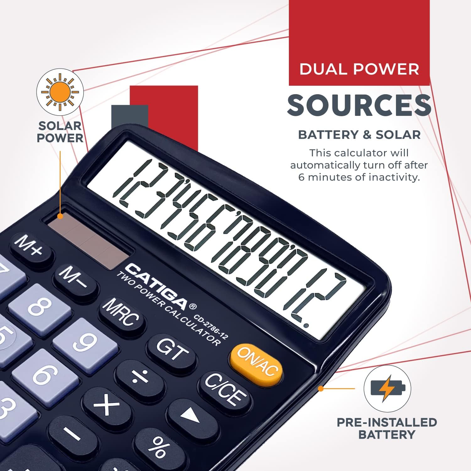 CATIGA CD-2786-12 Black Desktop Calculator - Hình 4