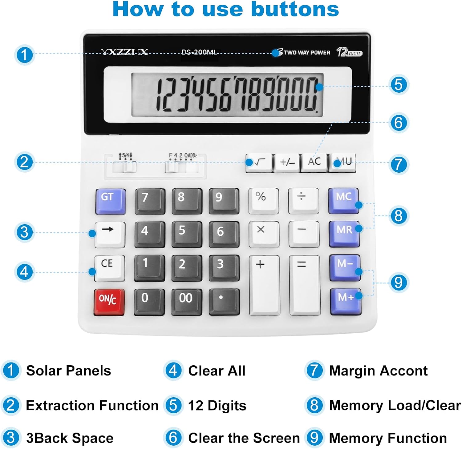 YXZZHX DS-200ML Desktop Calculator - Hình 7