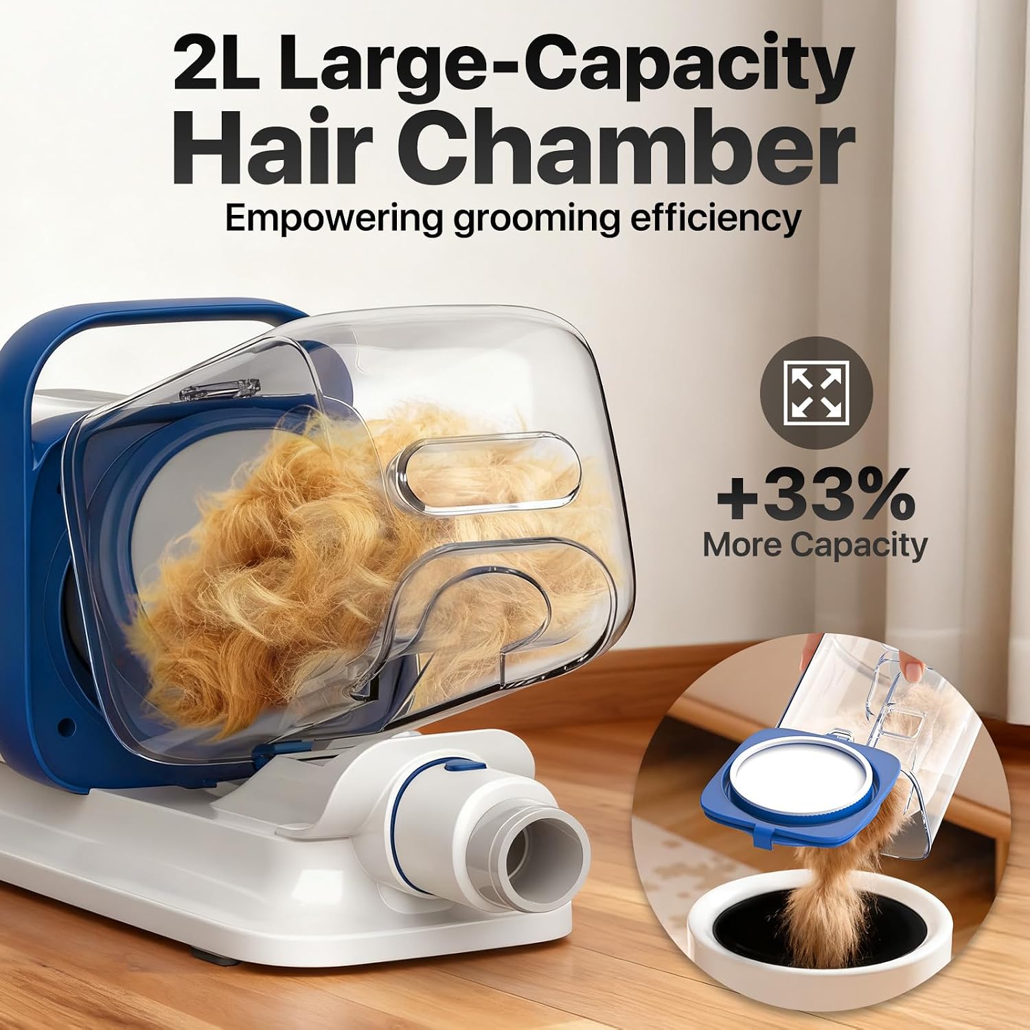 Buenkee Dog Grooming Vacuum Kit, 15000Pa Clipper, Shedding Brush, 2L, White | Brush, trim and deshed at home with less flying fur, mess-control suction and fewer emptying breaks during longer sessions - Image 8