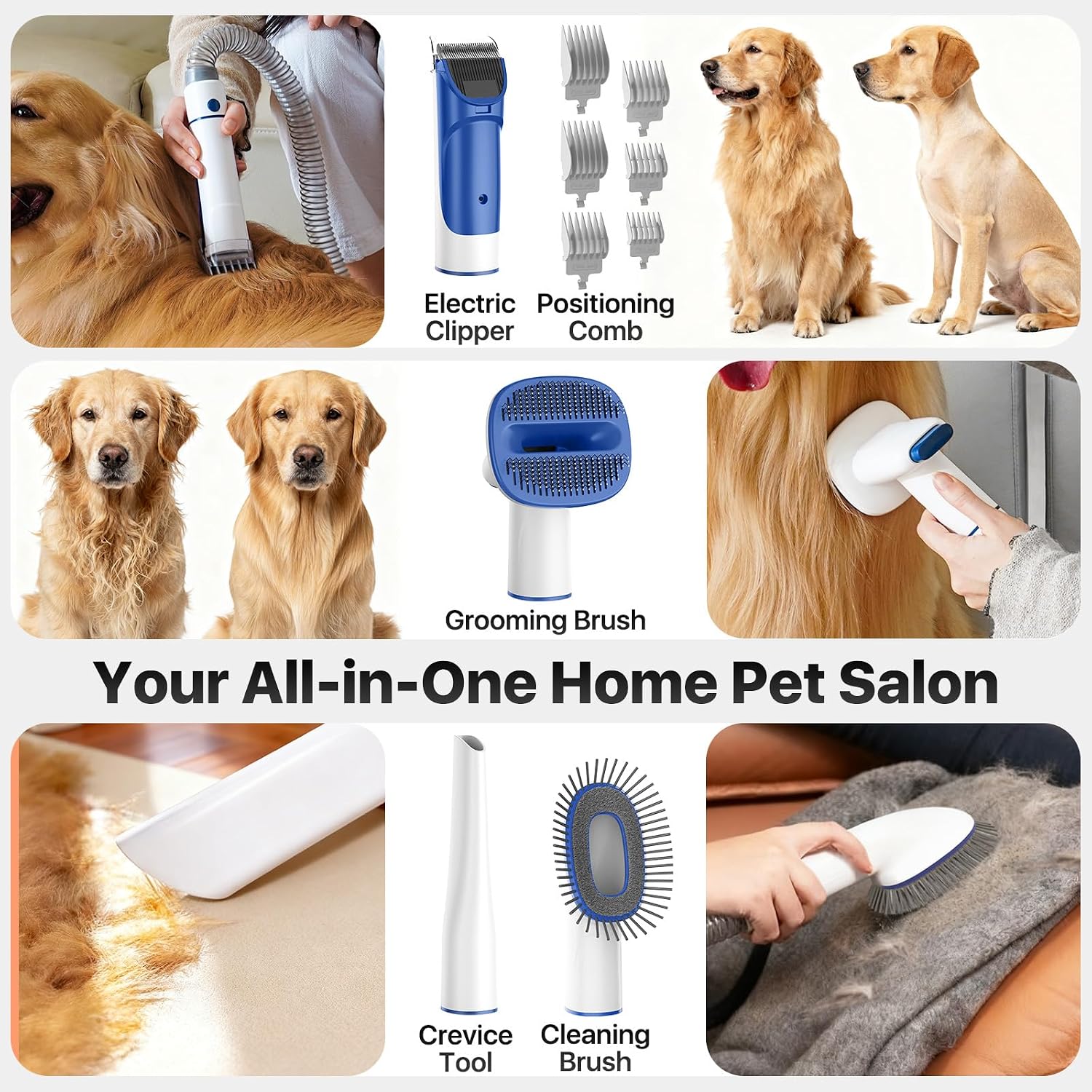 Buenkee Dog Grooming Vacuum Kit, 15000Pa Clipper, Shedding Brush, 2L, White | Brush, trim and deshed at home with less flying fur, mess-control suction and fewer emptying breaks during longer sessions - Image 3