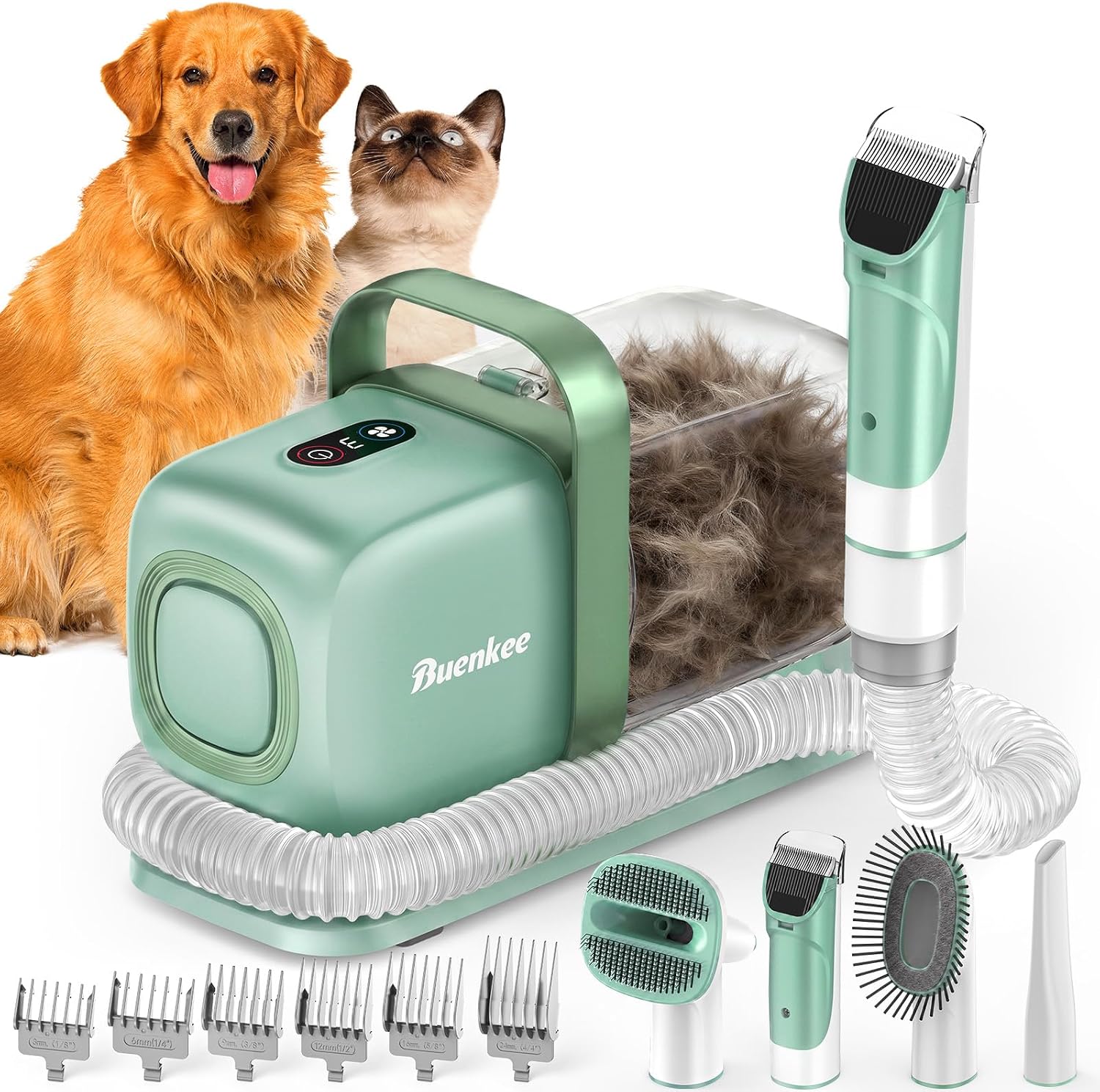 Buenkee Dog Grooming Vacuum Kit, 15000Pa Clipper, Shedding Brush, 2L, White | Brush, trim and deshed at home with less flying fur, mess-control suction and fewer emptying breaks during longer sessions - Image 9