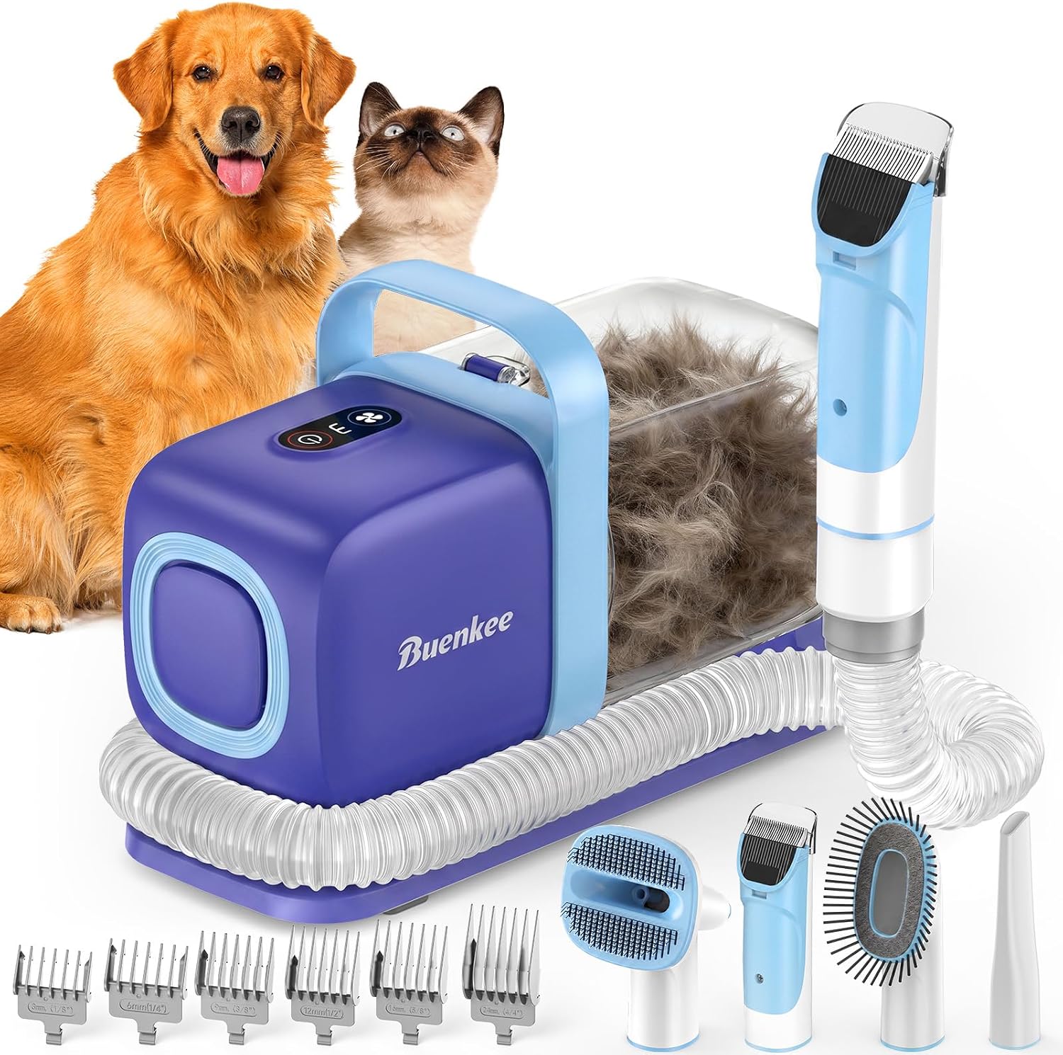 Buenkee Dog Grooming Vacuum Kit, 15000Pa Clipper, Shedding Brush, 2L, White | Brush, trim and deshed at home with less flying fur, mess-control suction and fewer emptying breaks during longer sessions - Image 10