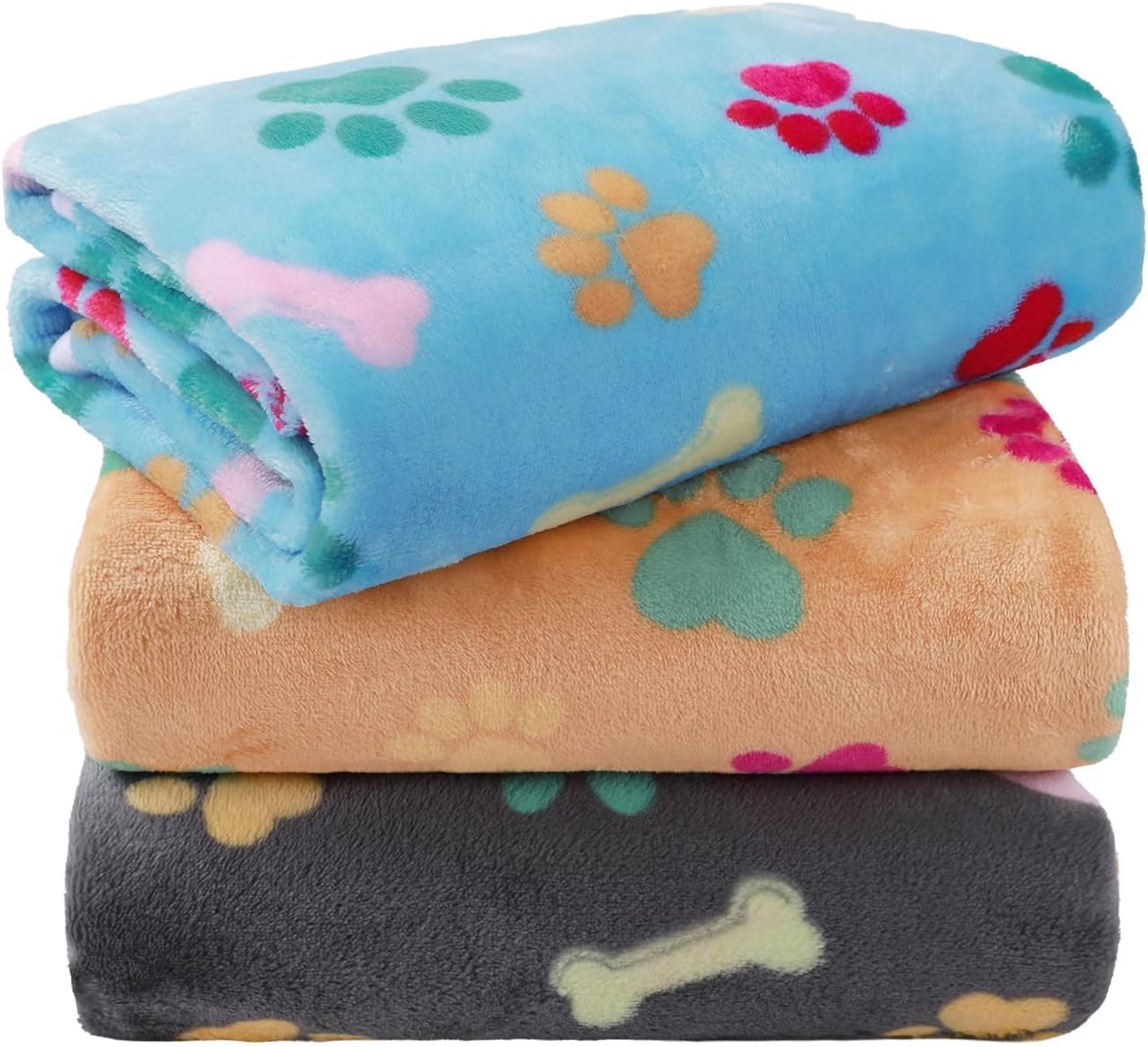 LINENLUX Dog Blankets 3-Pack, Super Soft Fluffy Fleece Pet Throw Warm | Premium flannel fleece pet throw for cats, puppies. Cozy warm for bed, crate, or couch naps; Dog Paw-3pcs 23x16 inch - Image 9