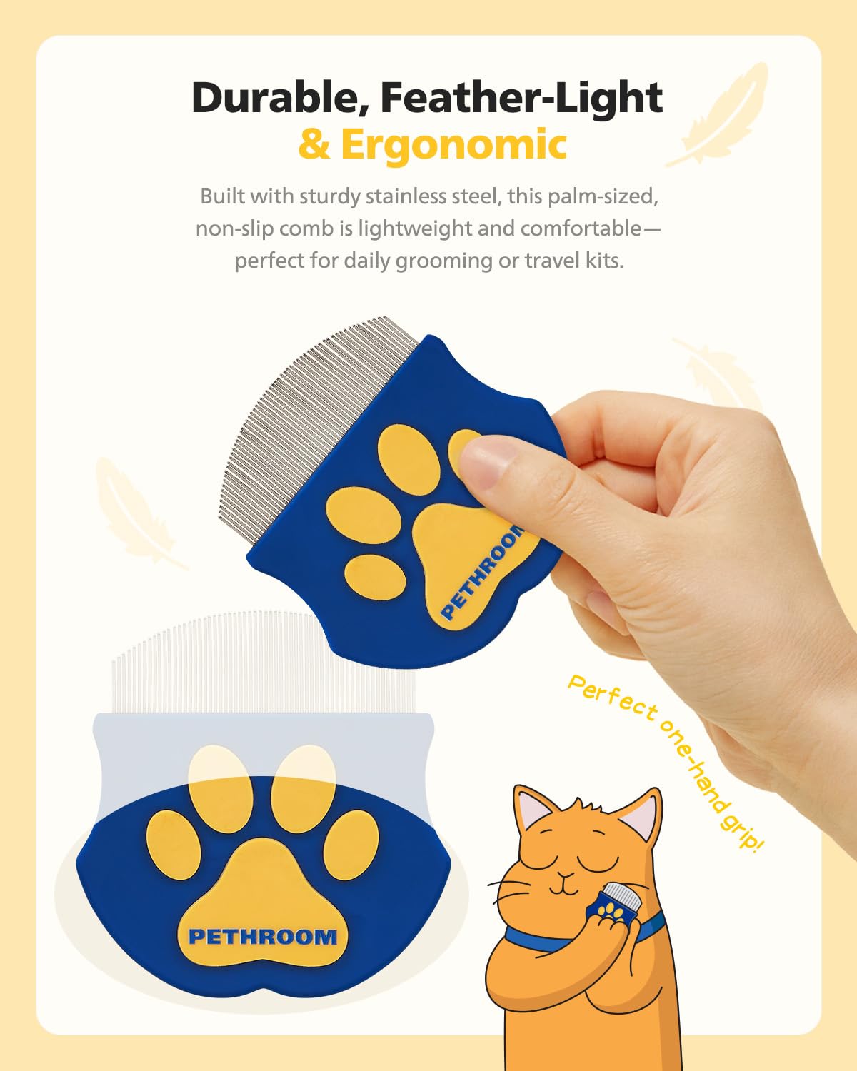 PETHROOM Professional Eye Comb for Pets, Stainless Steel Tear Stain Remover | Gentle Round-Head Grooming Tool for Cats & Dogs, Compact & Portable for Eye Gunk Removal - Image 6