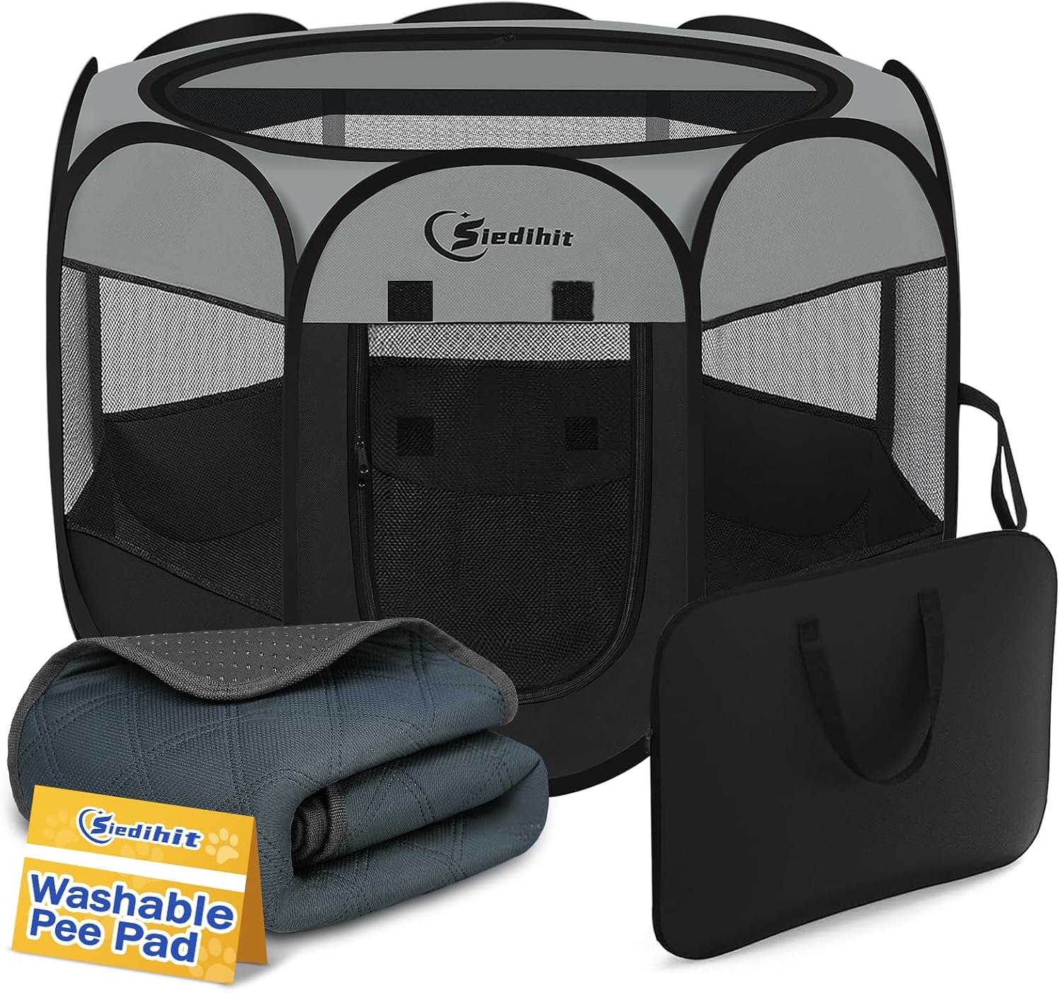 Siedihit Dog Cat Playpen, Puppy Pet Playpen Indoor for Small Dog Crate Tent Cage Outdoor, Portable Pop Up Dogs Enclosure Kennel with Carrying Case for Dogs/Cats/Rabbits(Grey, Small - Image 27