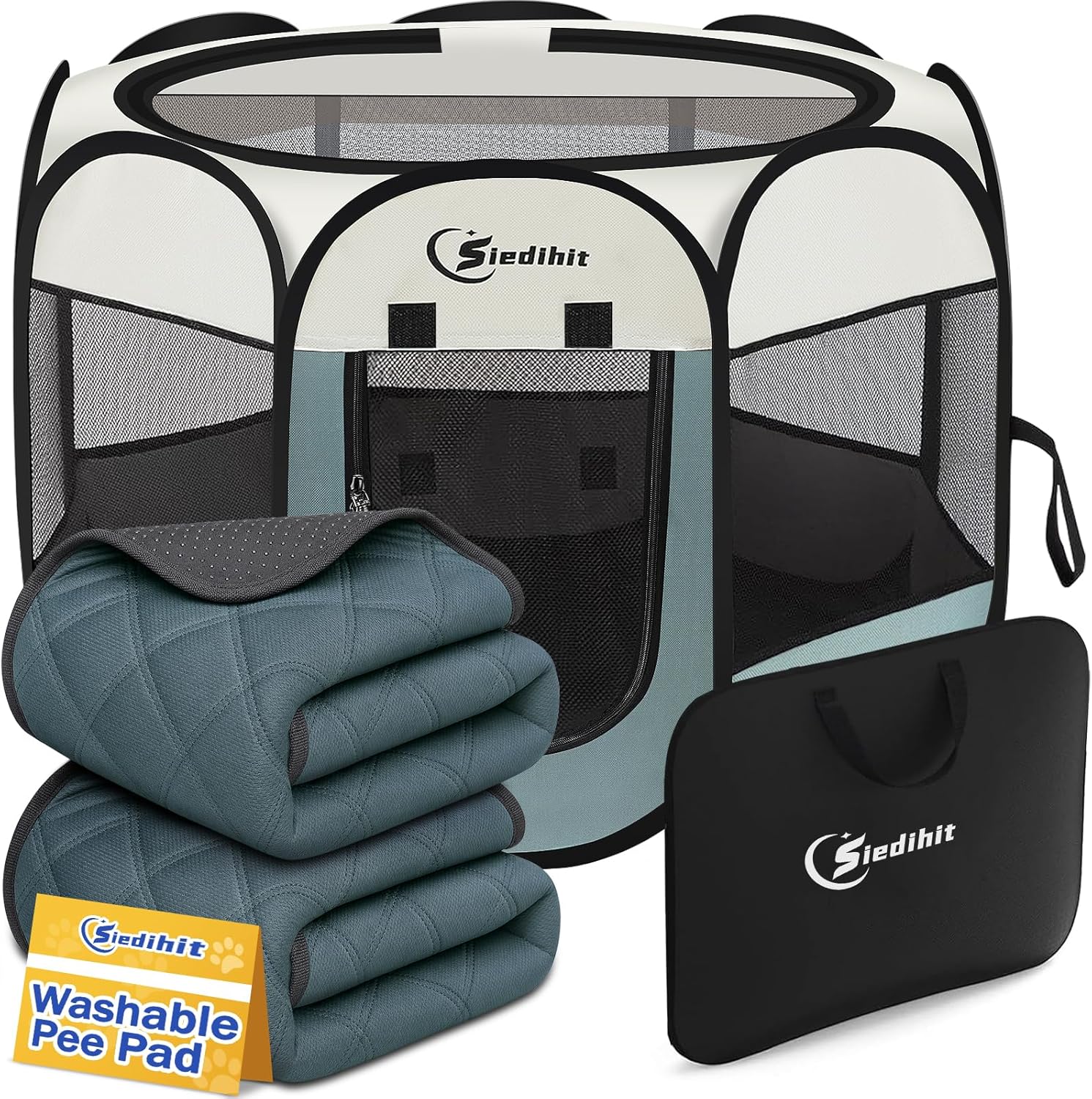 Siedihit Dog Cat Playpen, Puppy Pet Playpen Indoor for Small Dog Crate Tent Cage Outdoor, Portable Pop Up Dogs Enclosure Kennel with Carrying Case for Dogs/Cats/Rabbits(Grey, Small - Image 29