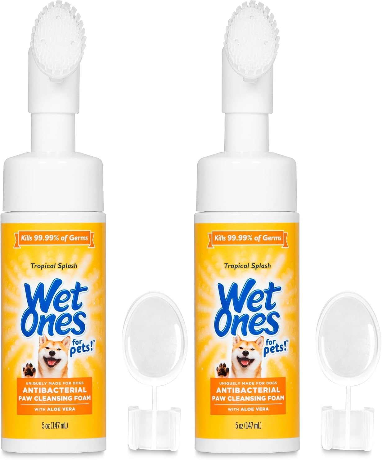 Wet Ones for Pets Foam Dog Paw Cleaner, Tropical Splash Scent, 5 Oz | Antibacterial foaming cleanser with built-in scrubber brush washes paws after walks, play, and outdoor mess - Image 13