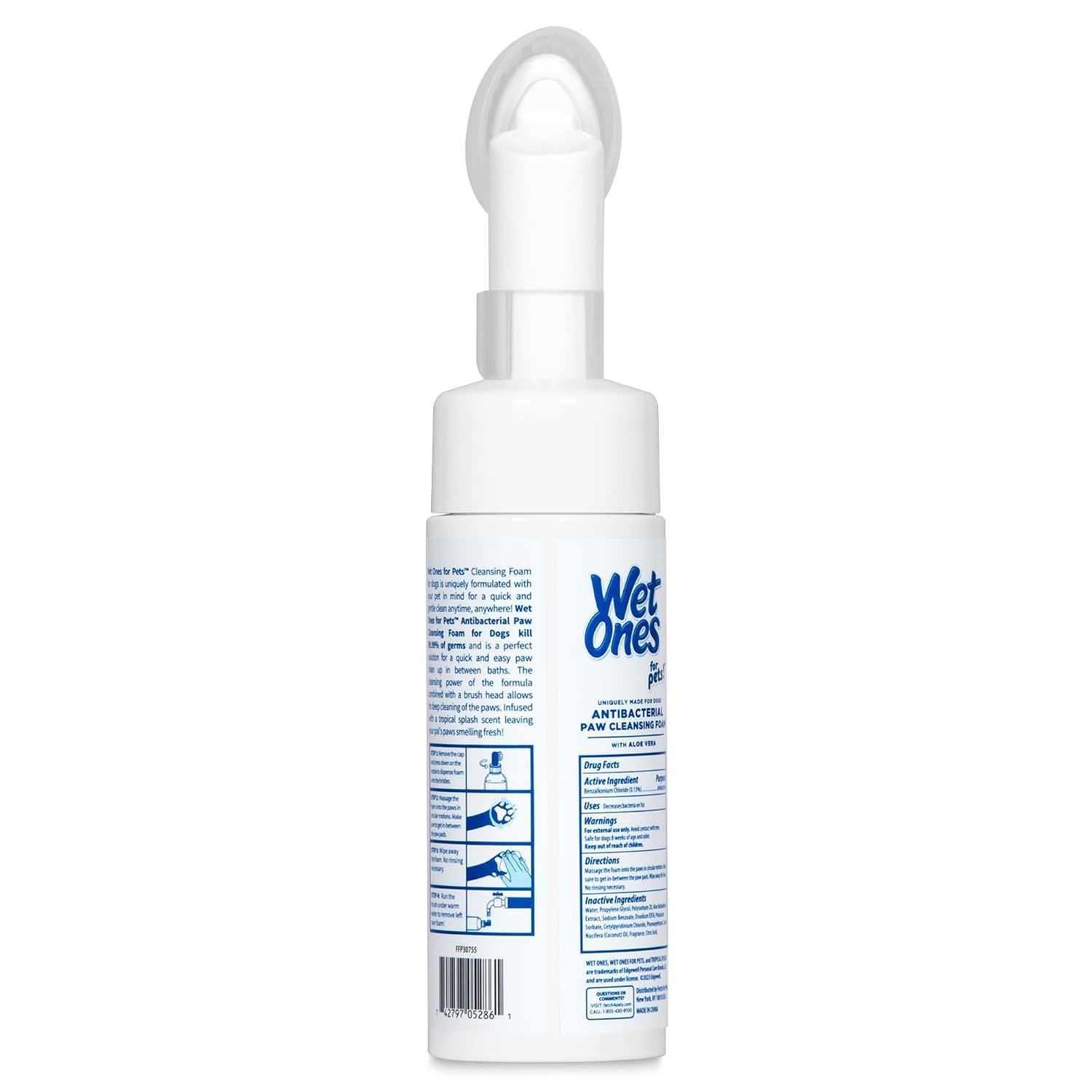 Wet Ones for Pets Foam Dog Paw Cleaner, Tropical Splash Scent, 5 Oz | Antibacterial foaming cleanser with built-in scrubber brush washes paws after walks, play, and outdoor mess - Image 8