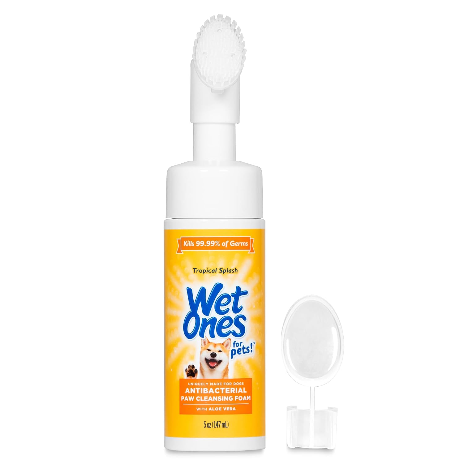 Wet Ones for Pets Foam Dog Paw Cleaner, Tropical Splash Scent, 5 Oz | Antibacterial foaming cleanser with built-in scrubber brush washes paws after walks, play, and outdoor mess - Image 6