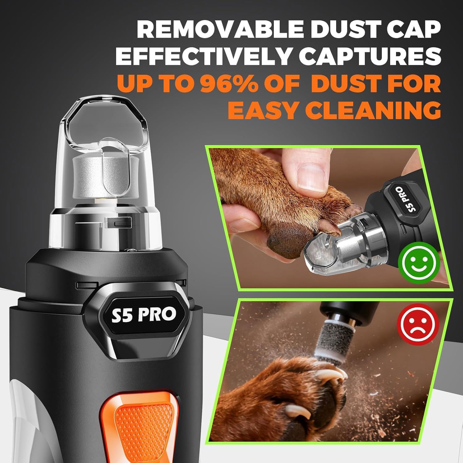 Whisper Quiet Dog Nail Grinder Safe & Stress-Free for Sensitive Dogs Cats | 4 LED Lights,3 Grinding Bits, 3-Speed, Pet Nail Trimmers, Rechargeable Painless Grooming Kit for All Breeds & Sizes - Image 7