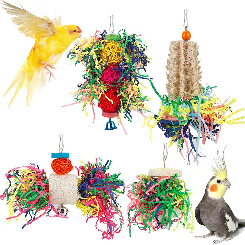 Petopia Bird Shredder Toys 4-Pack for Parrots & Cockatiels