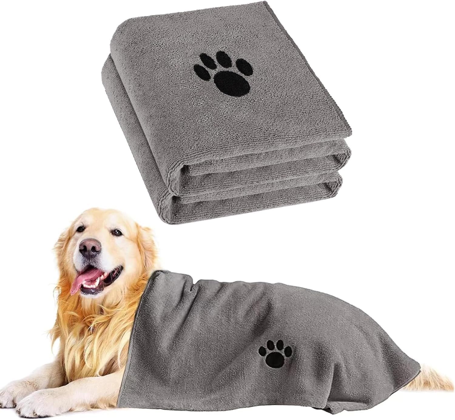 Ultra-Absorbent Microfibre Pet Drying Towel — Grey