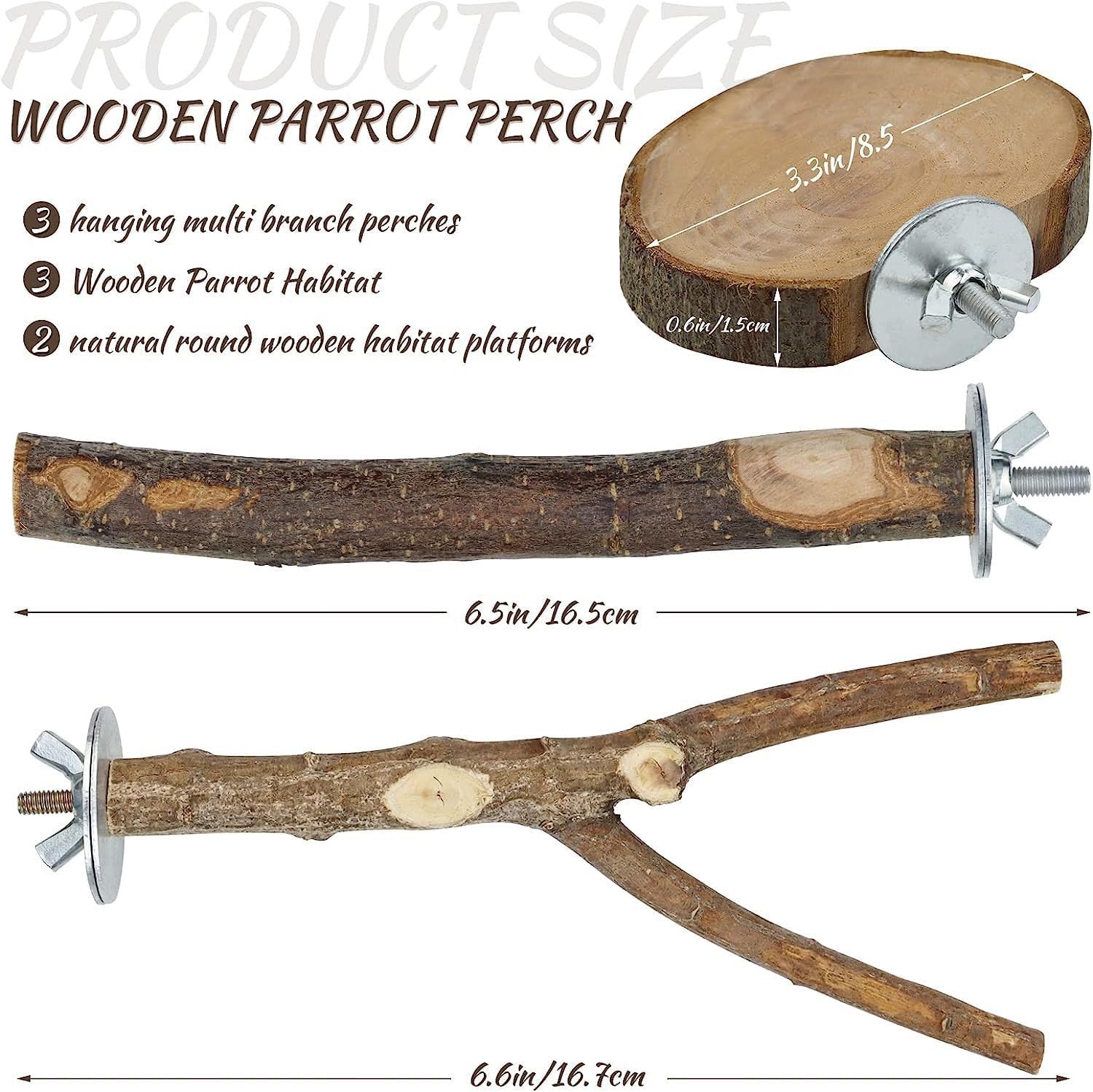 Natural Wood Bird Perch Set - Hình 2
