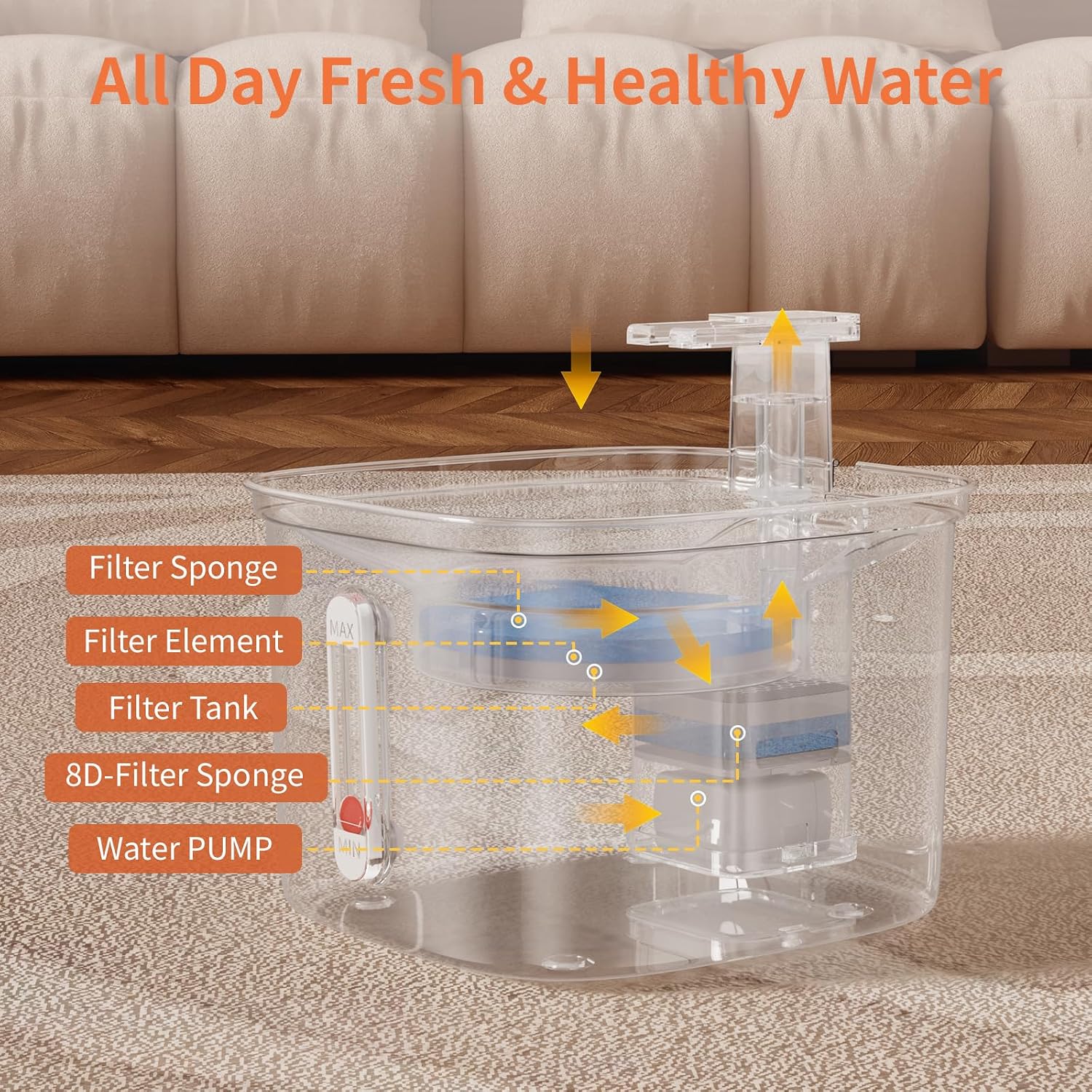 2.2L Stainless Steel Pet Water Fountain - Hình 2