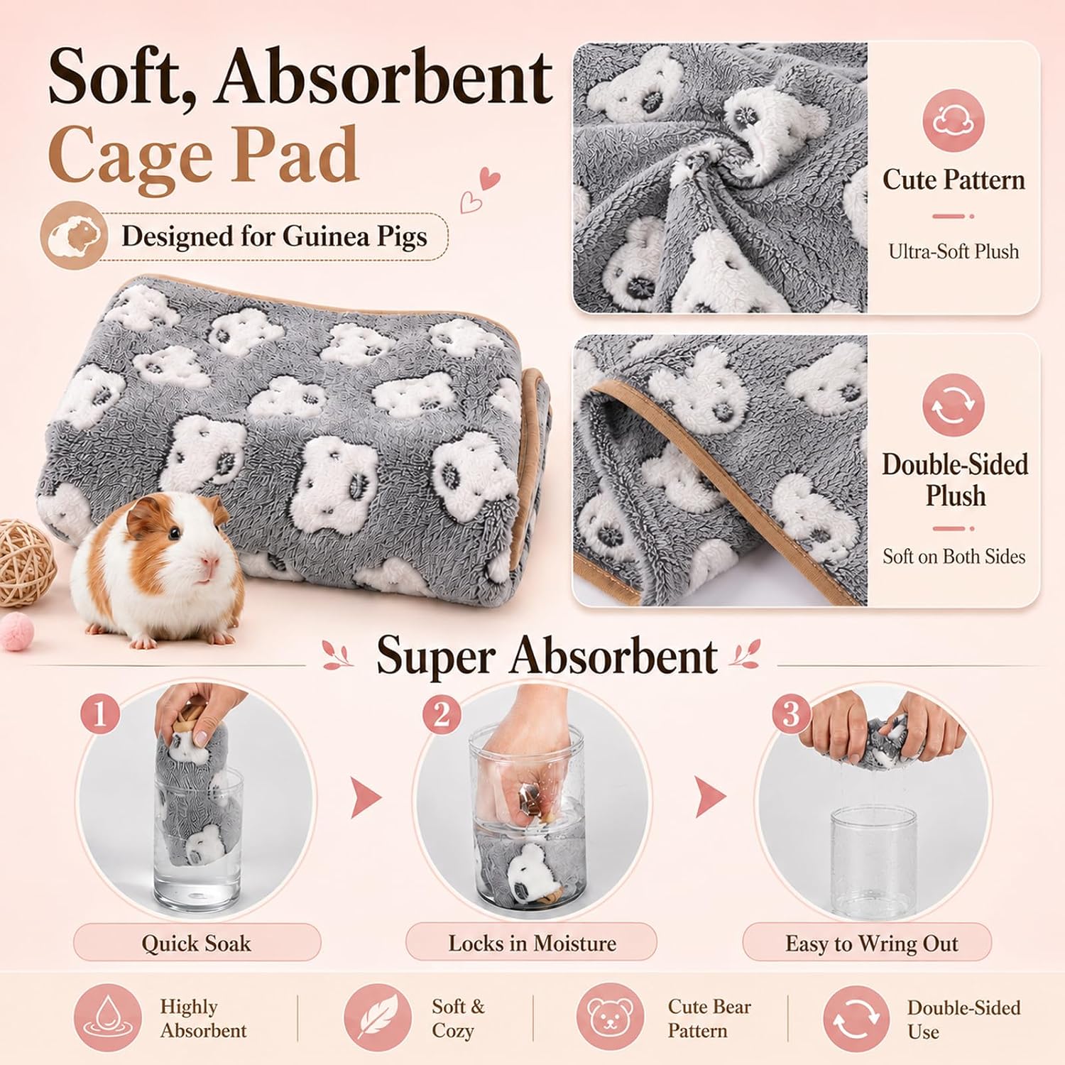 6-Pack Guinea Pig Fleece Cage Liner - Hình 2
