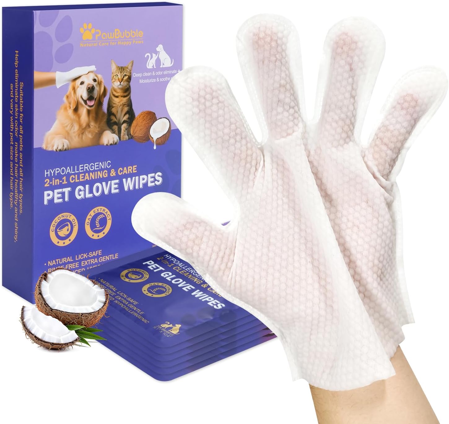 PawBubble Pet Grooming Glove Wipes