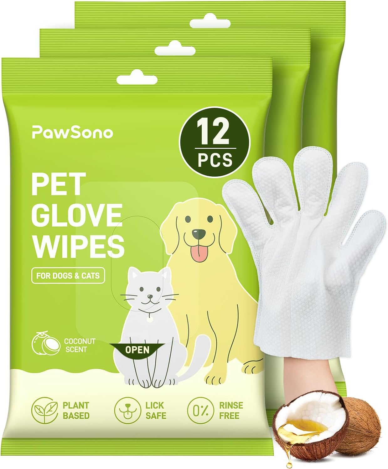 PawSono Waterless Pet Glove Wipes
