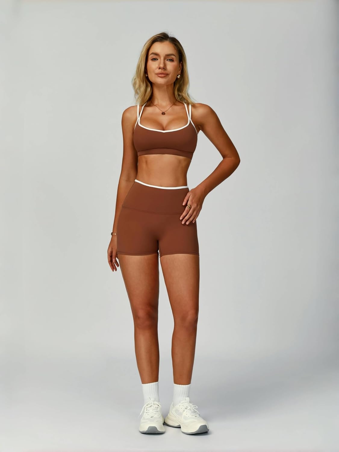 Brown Cross-Back Sports Bra - Hình 4