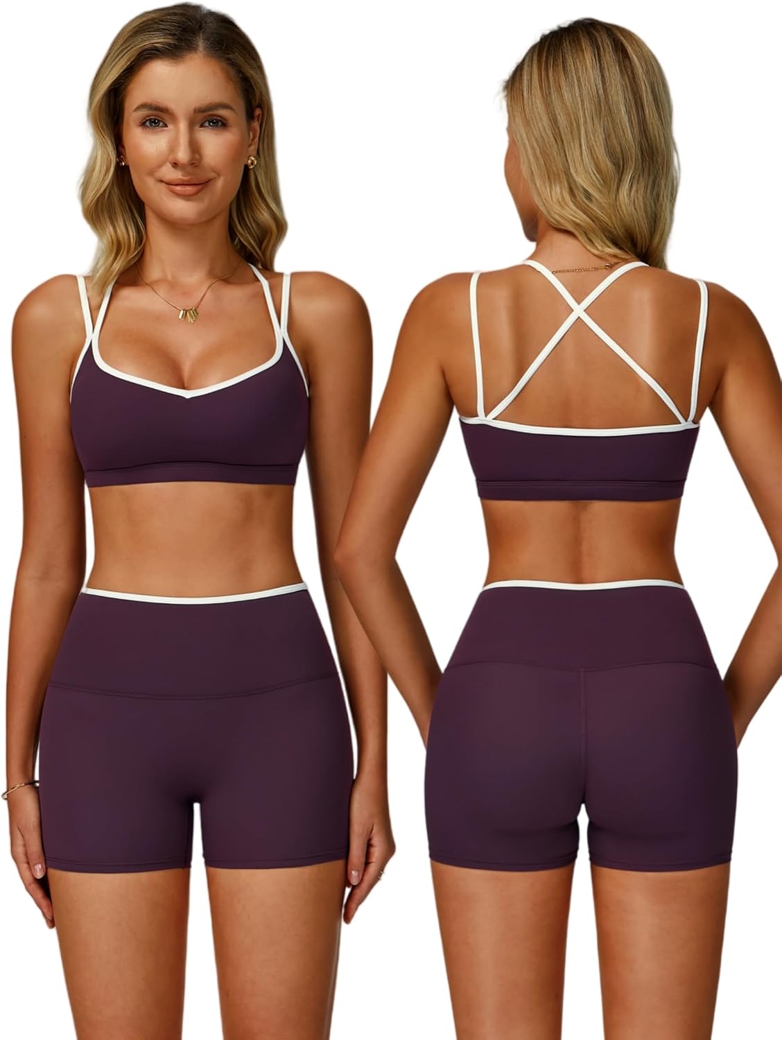 Brown Cross-Back Sports Bra - Hình 20