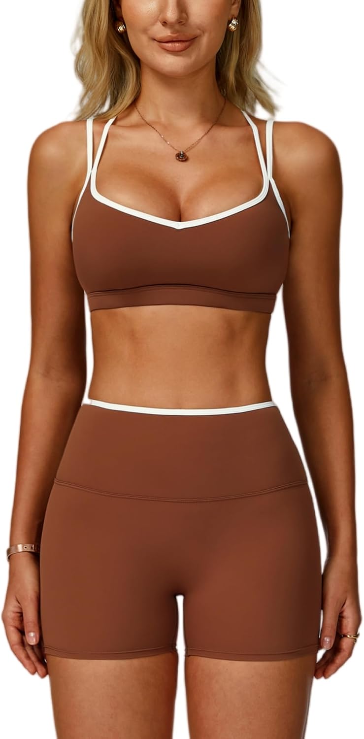 Brown Cross-Back Sports Bra - Hình 7