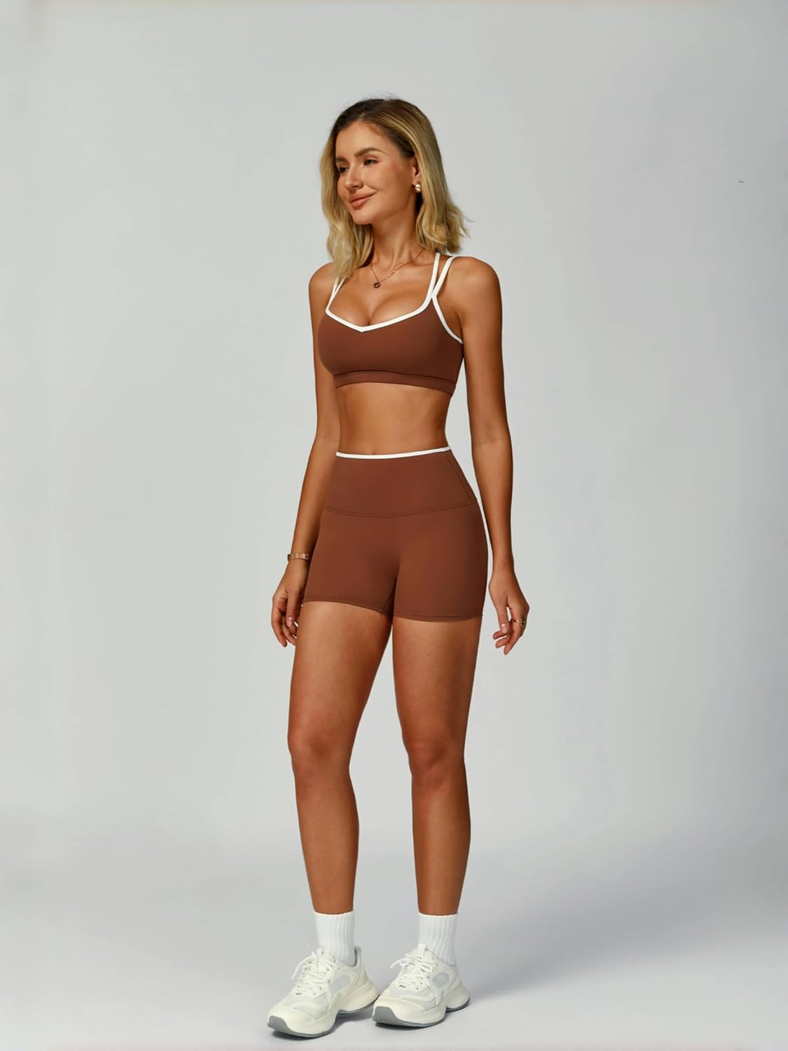 Brown Cross-Back Sports Bra - Hình 5