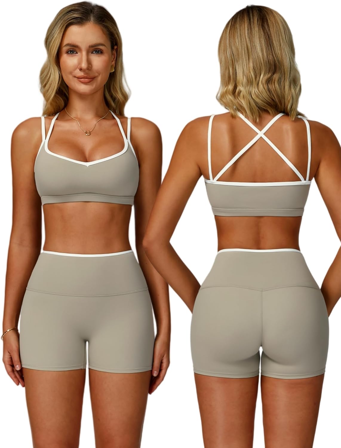 Brown Cross-Back Sports Bra - Hình 13