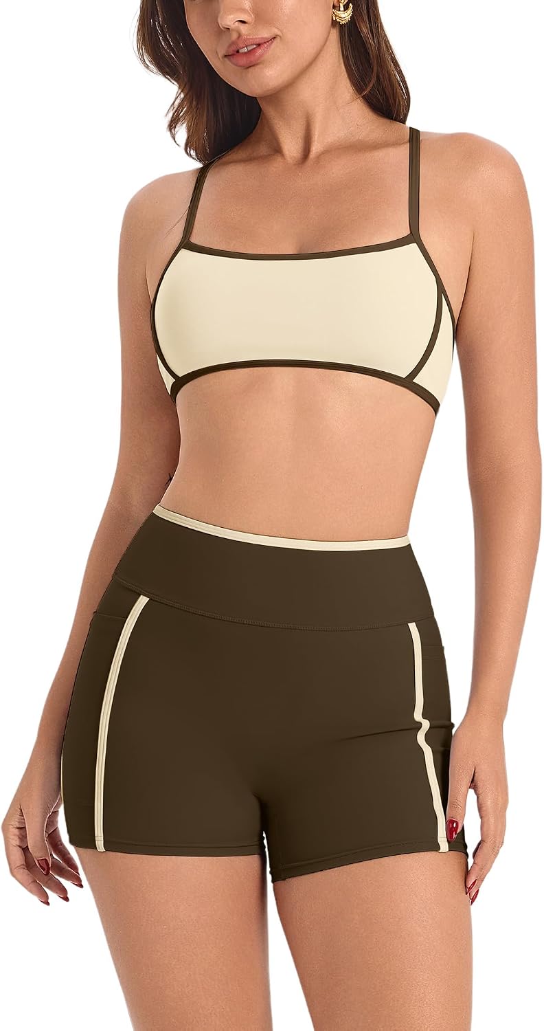 Brown Cross-Back Sports Bra - Hình 19