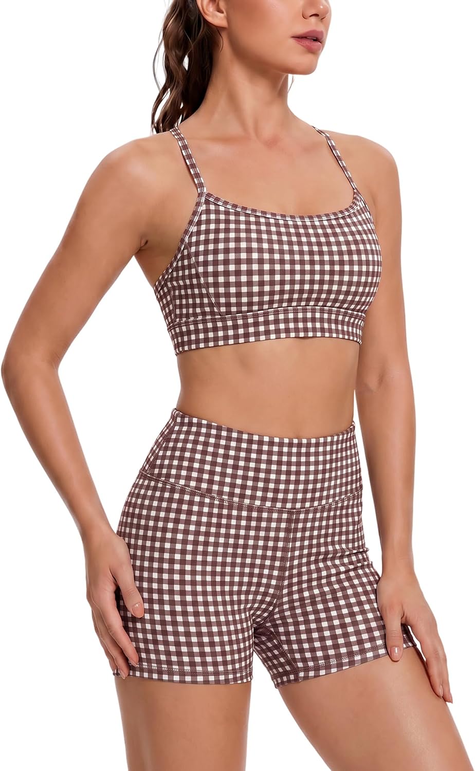 Brown Cross-Back Sports Bra - Hình 12