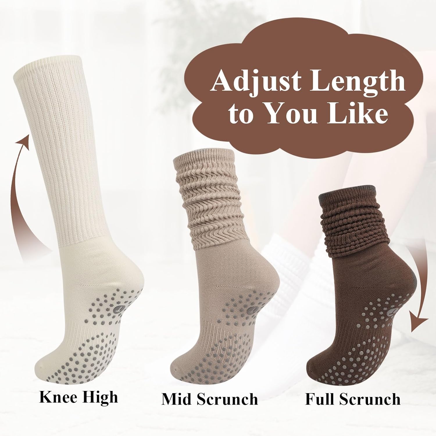 Neutral Scrunch Grip Socks - Hình 3