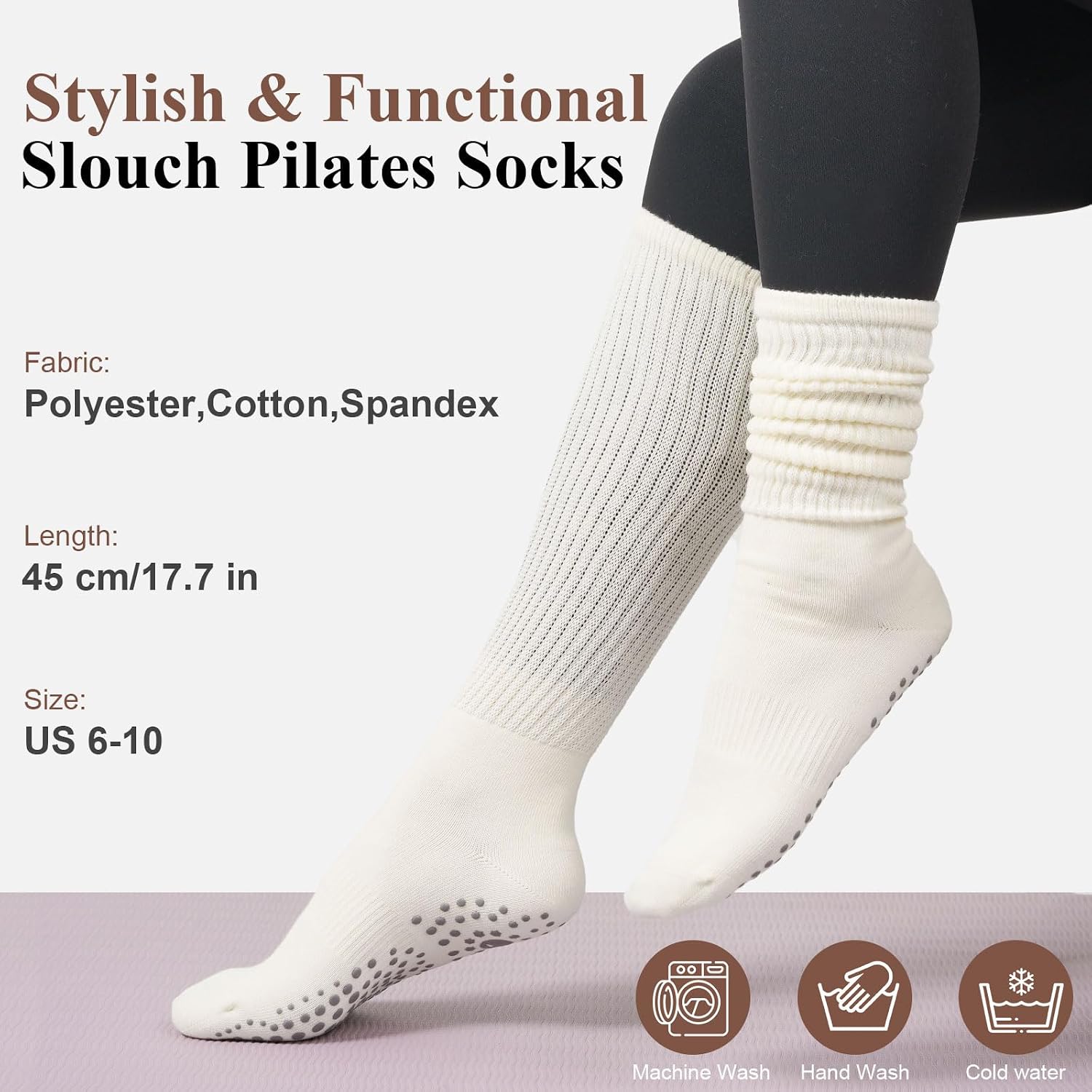 Neutral Scrunch Grip Socks - Hình 4