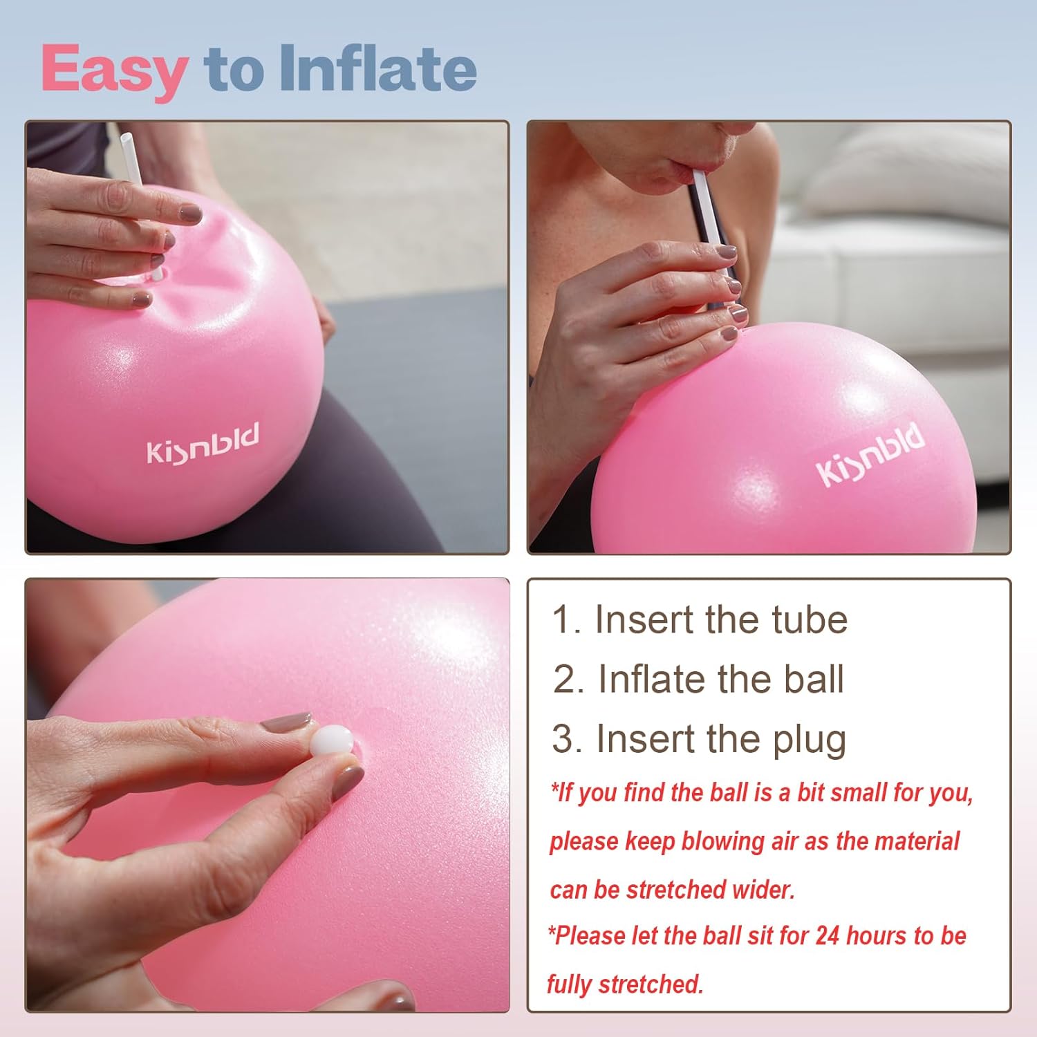 KISNBLD Pink Mini Pilates Ball - Hình 6