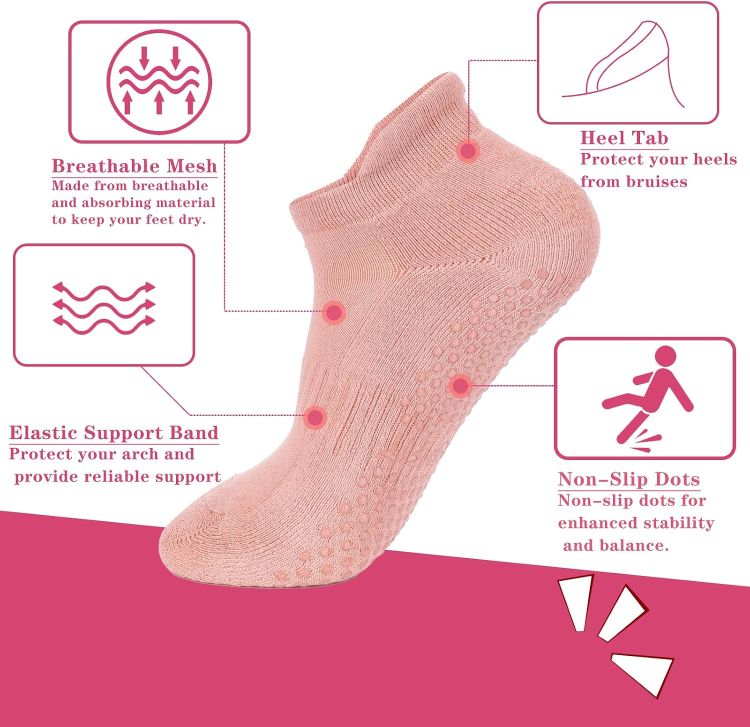 Multi-Color Non-Slip Ankle Grip Socks - Hình 3