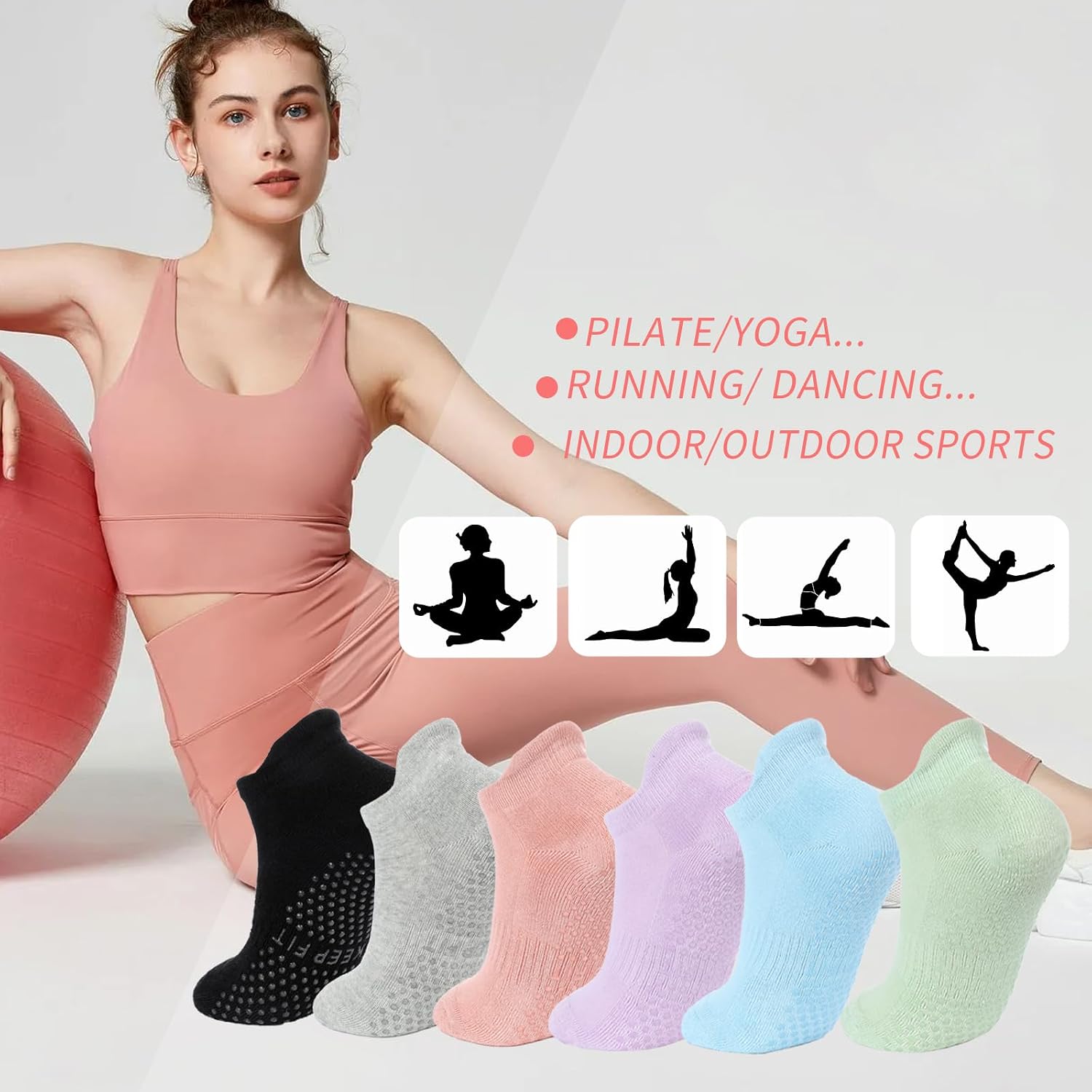 Multi-Color Non-Slip Ankle Grip Socks - Hình 7