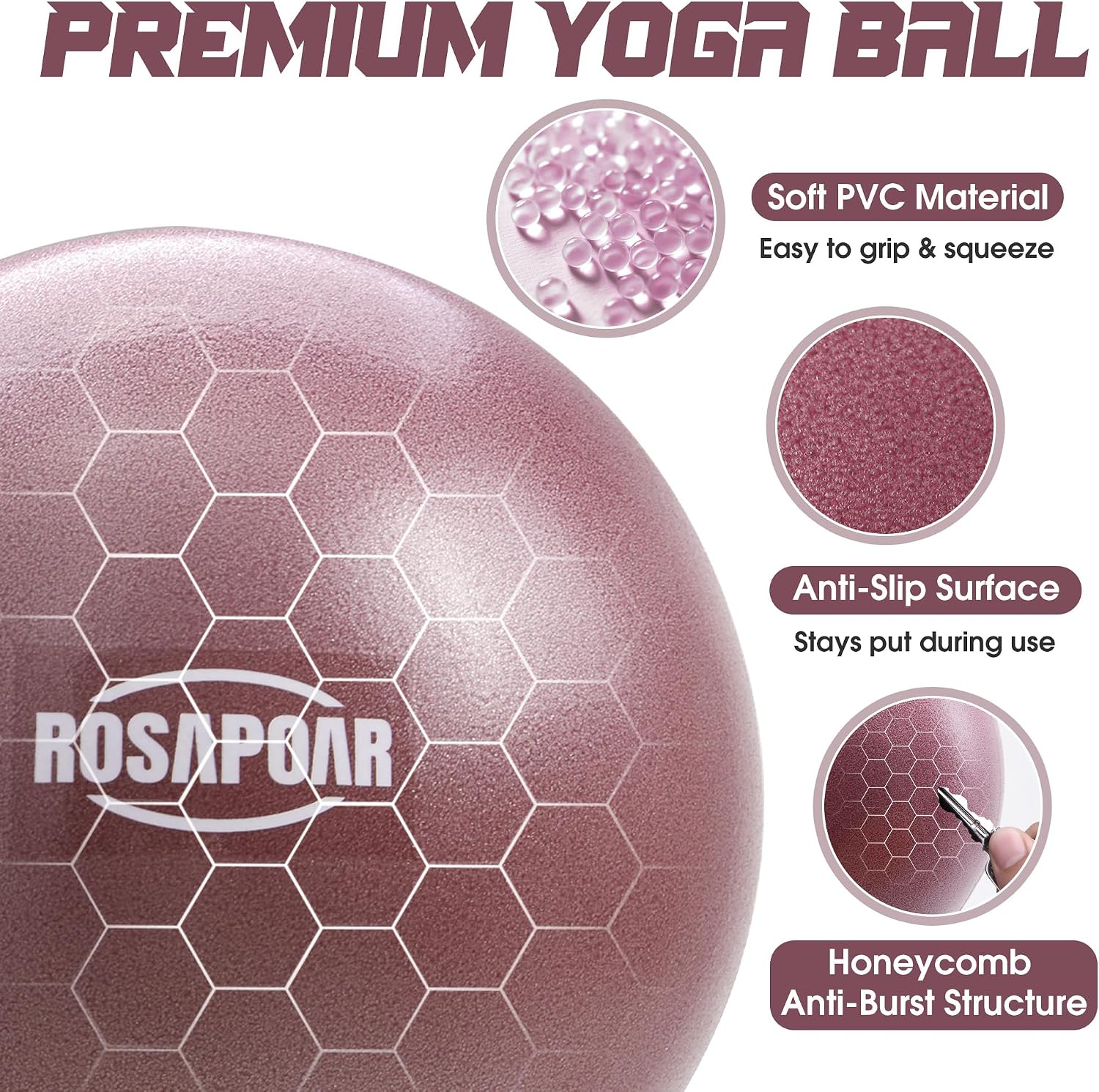 ROSAPOAR Mauve Pilates Ball - Hình 4