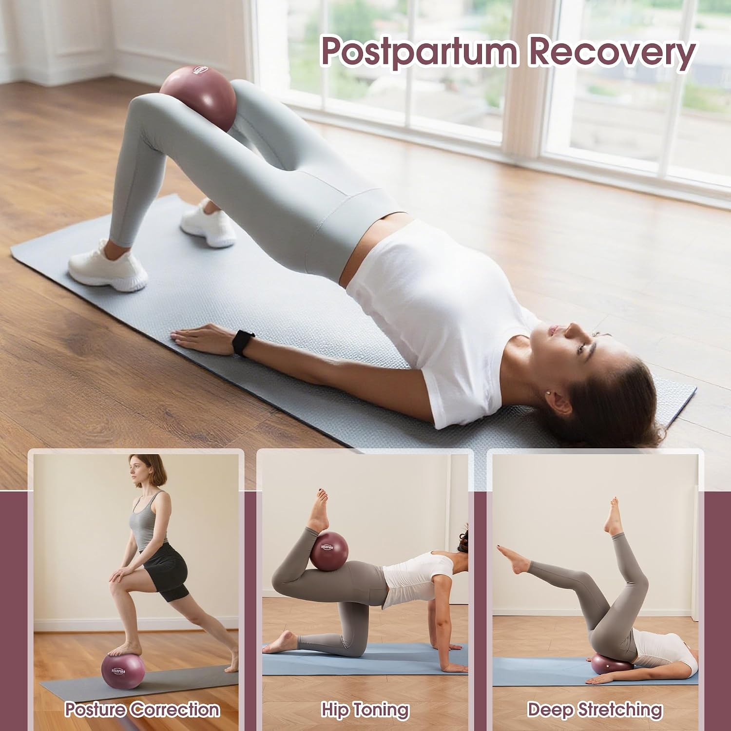 ROSAPOAR Mauve Pilates Ball - Hình 7