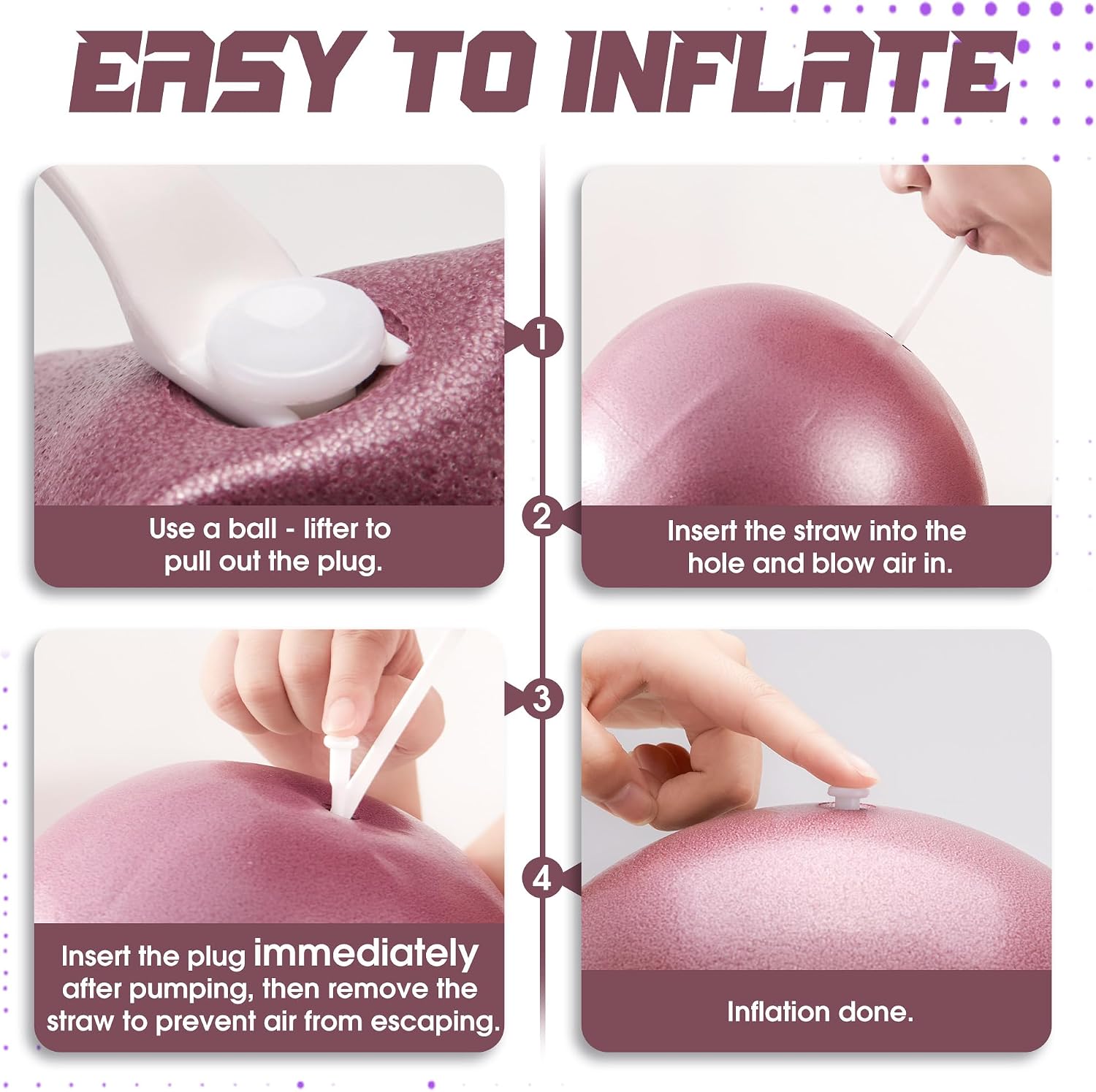 ROSAPOAR Mauve Pilates Ball - Hình 3