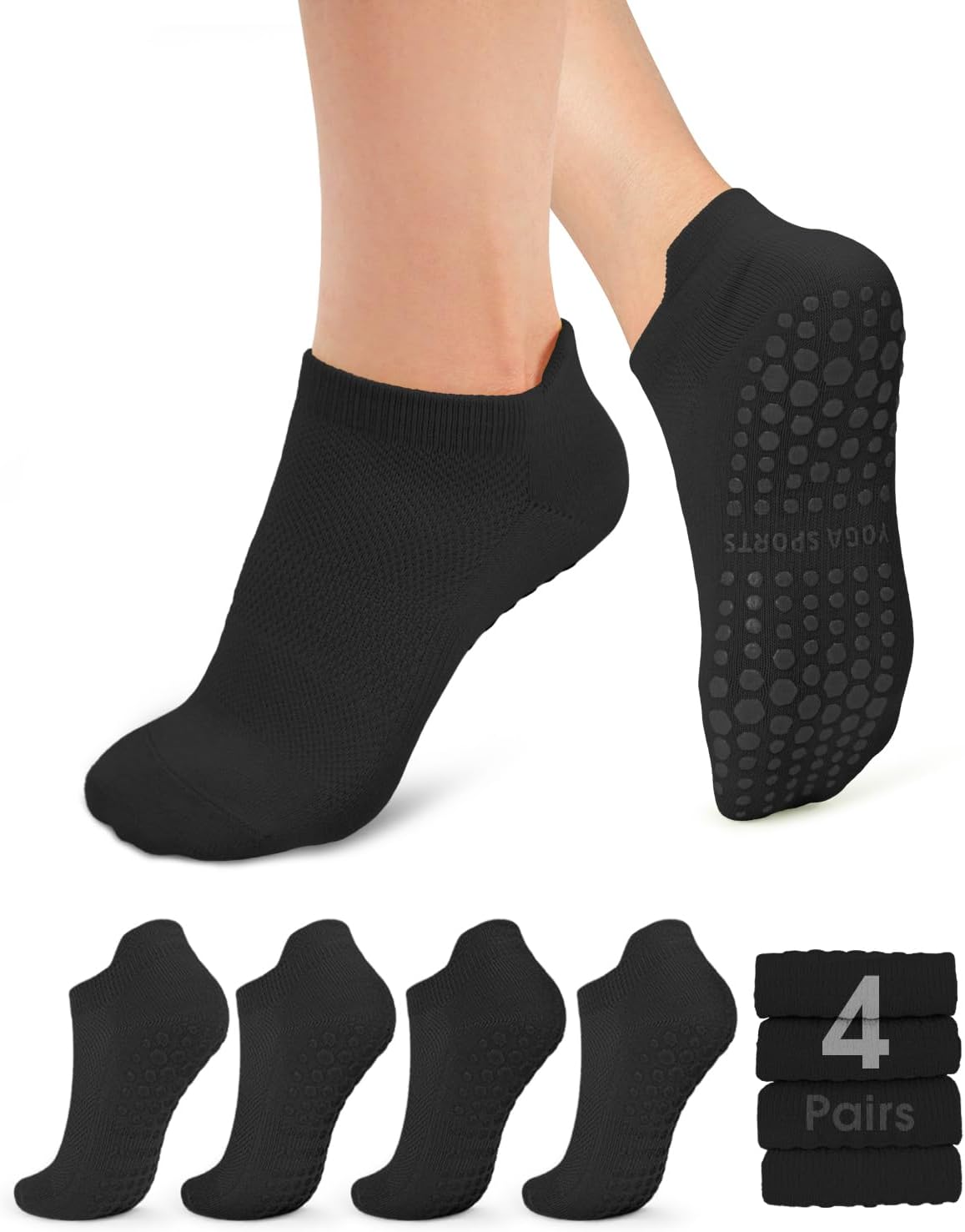 4-Pack Non-Slip Ankle Socks - Hình 7