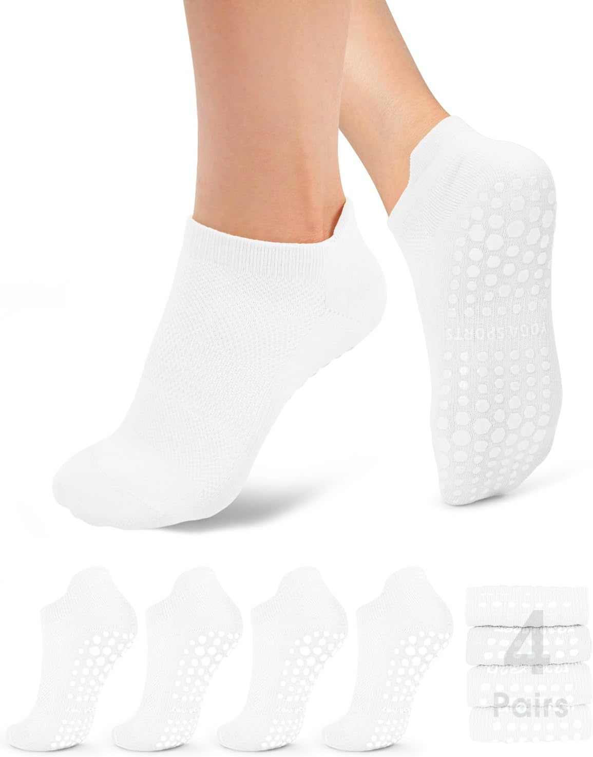 4-Pack Non-Slip Ankle Socks - Hình 8