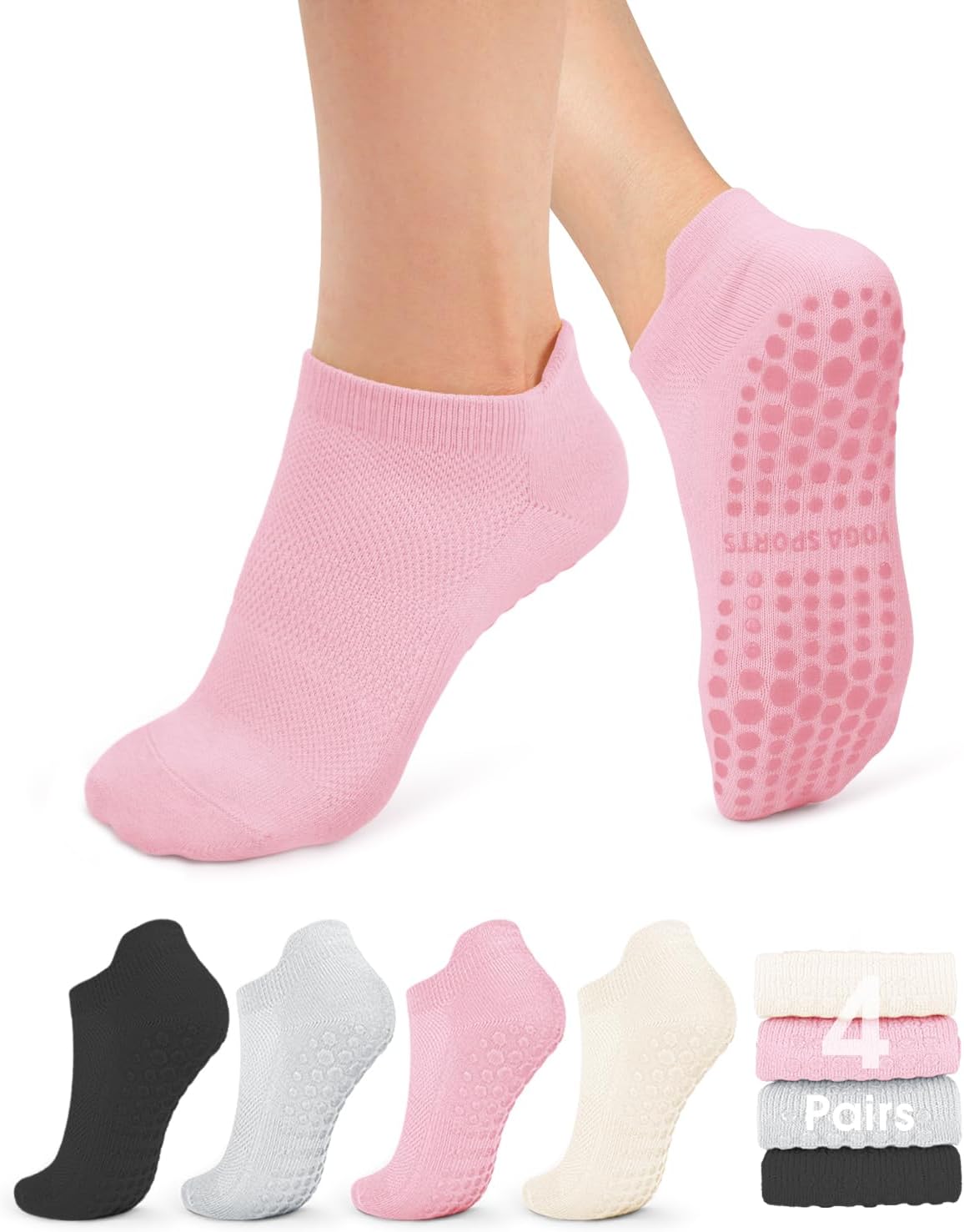 4-Pack Non-Slip Ankle Socks